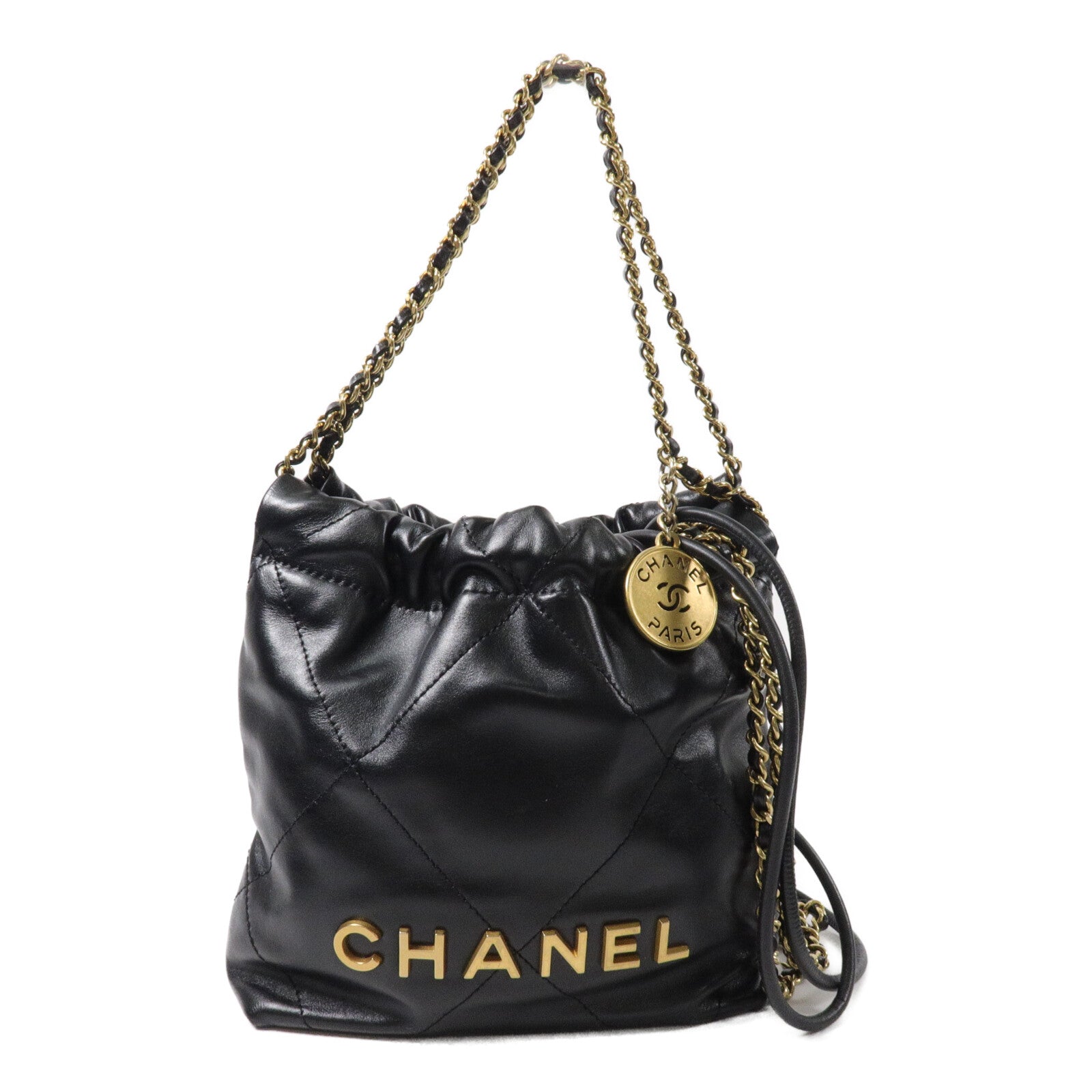 CHANEL 牛皮皮革Chanel 22 Mini鏈帶手挽肩背兩用袋