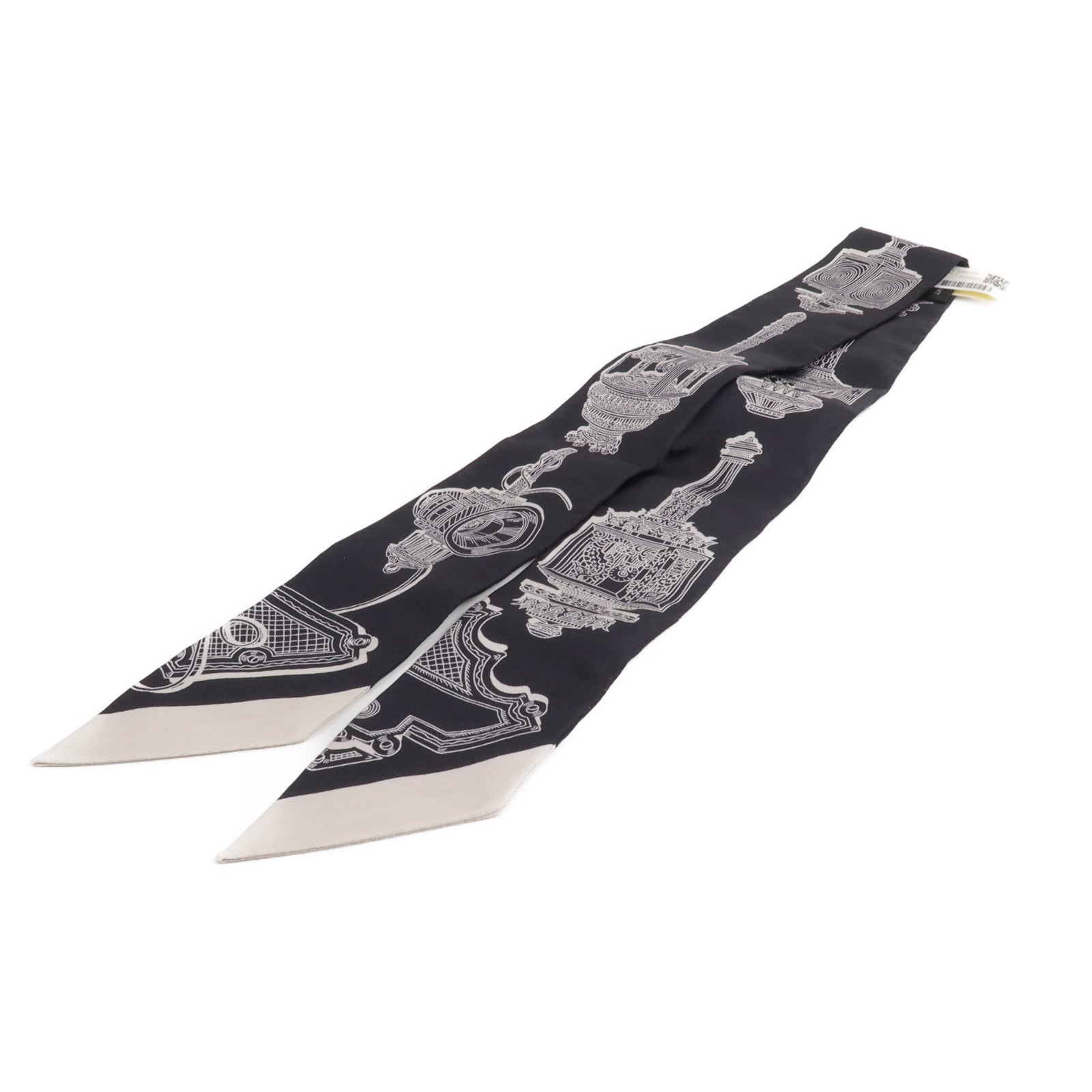 HERMES 絲質Merveilleuses Lanternes Twilly絲巾Noir/Blanc