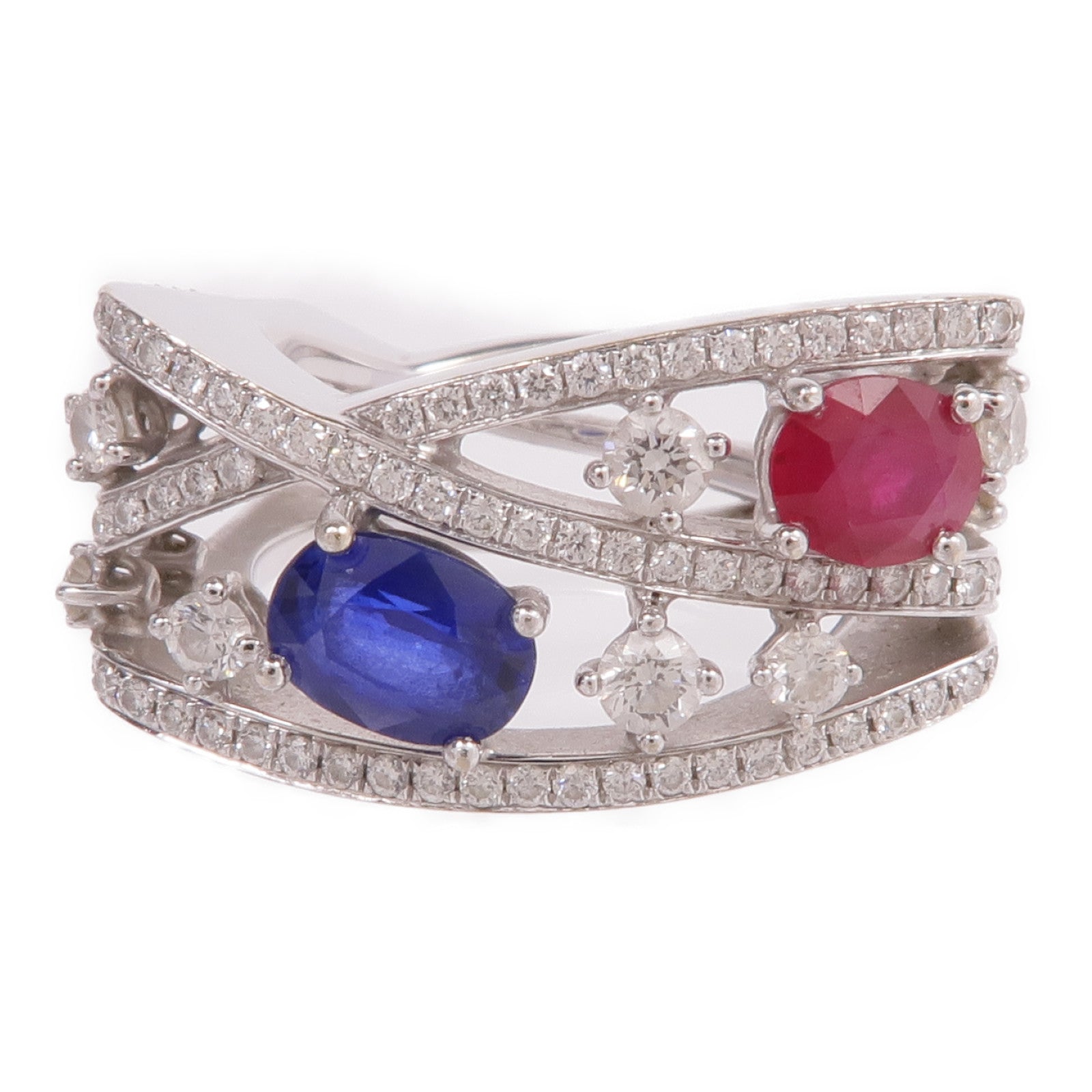 JEWELRY 18K白金Multi Sapphire Diamond Ring多色藍寶石/鑽石戒指US#6