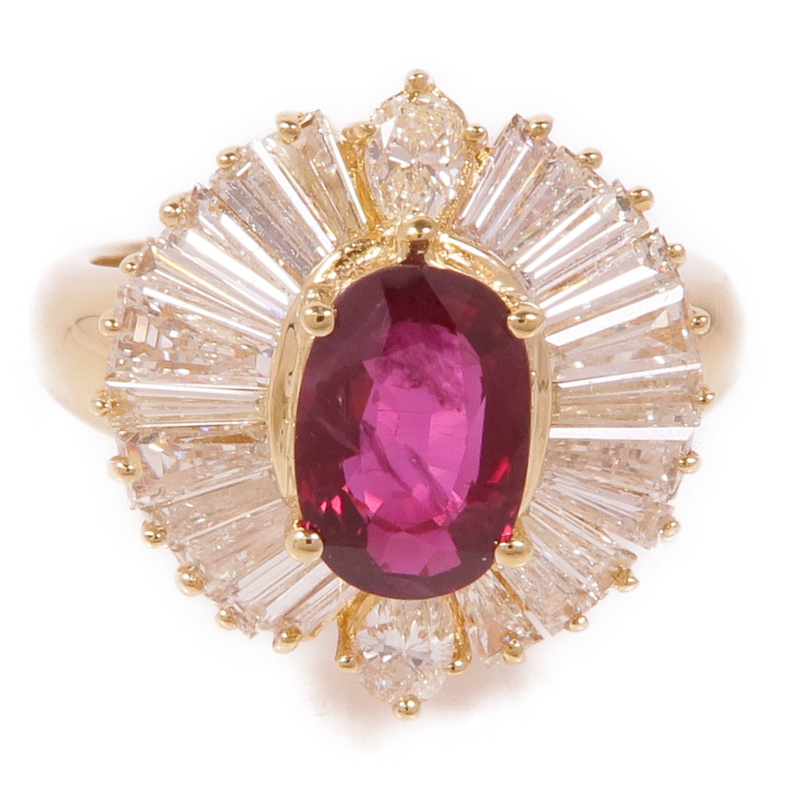 JEWELRY 18K黃金Ruby/Diamond Ring紅寶石/鑽石戒指US#7.5