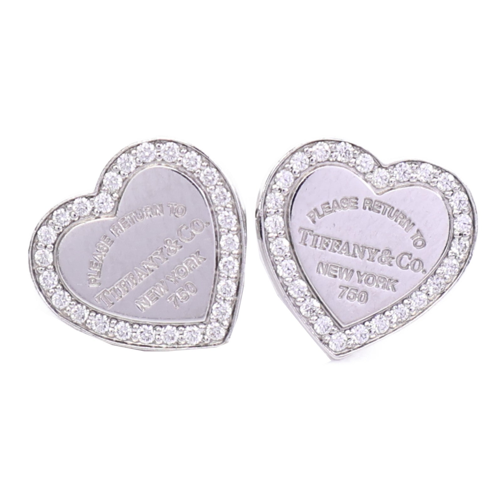 TIFFANY&CO 18K白金Return To Tiffany Heart Tag鑽石耳環