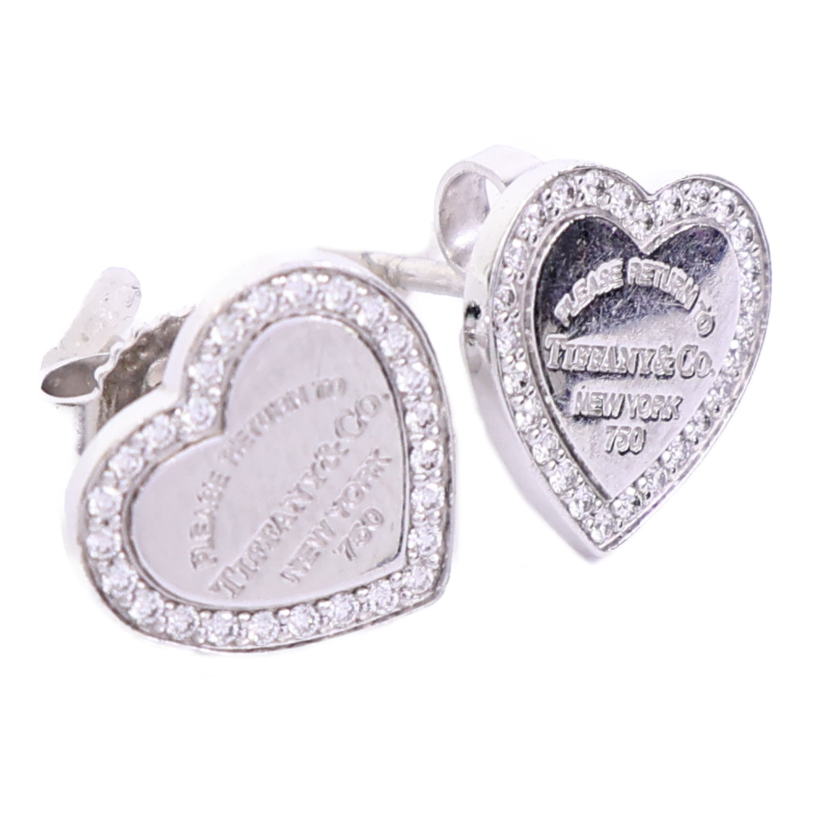TIFFANY&CO 18K白金Return To Tiffany Heart Tag鑽石耳環