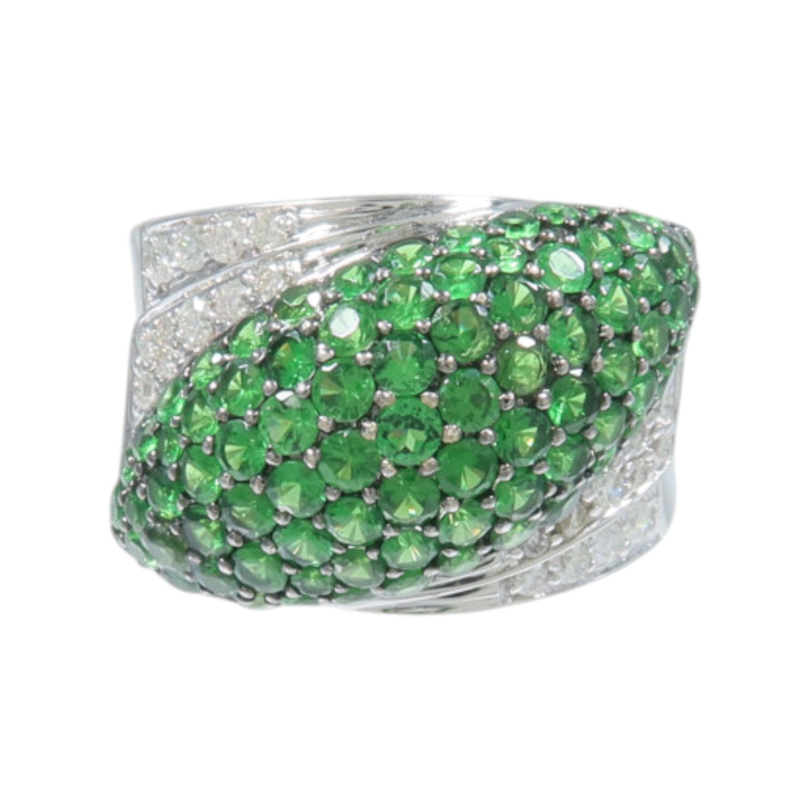 JEWELRY 18K白金Tsavorite Diamond Ring沙弗萊石/鑽石戒指