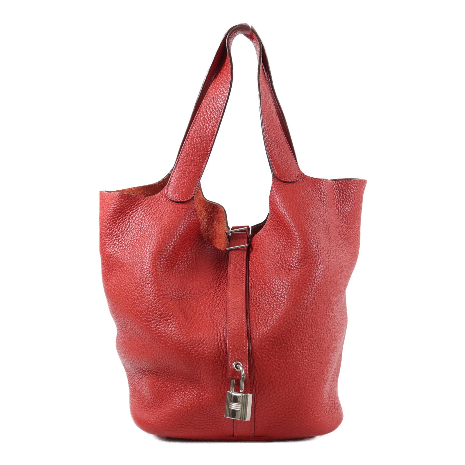 HERMES Clemence皮革Picotin GM手挽袋Rouge Garance