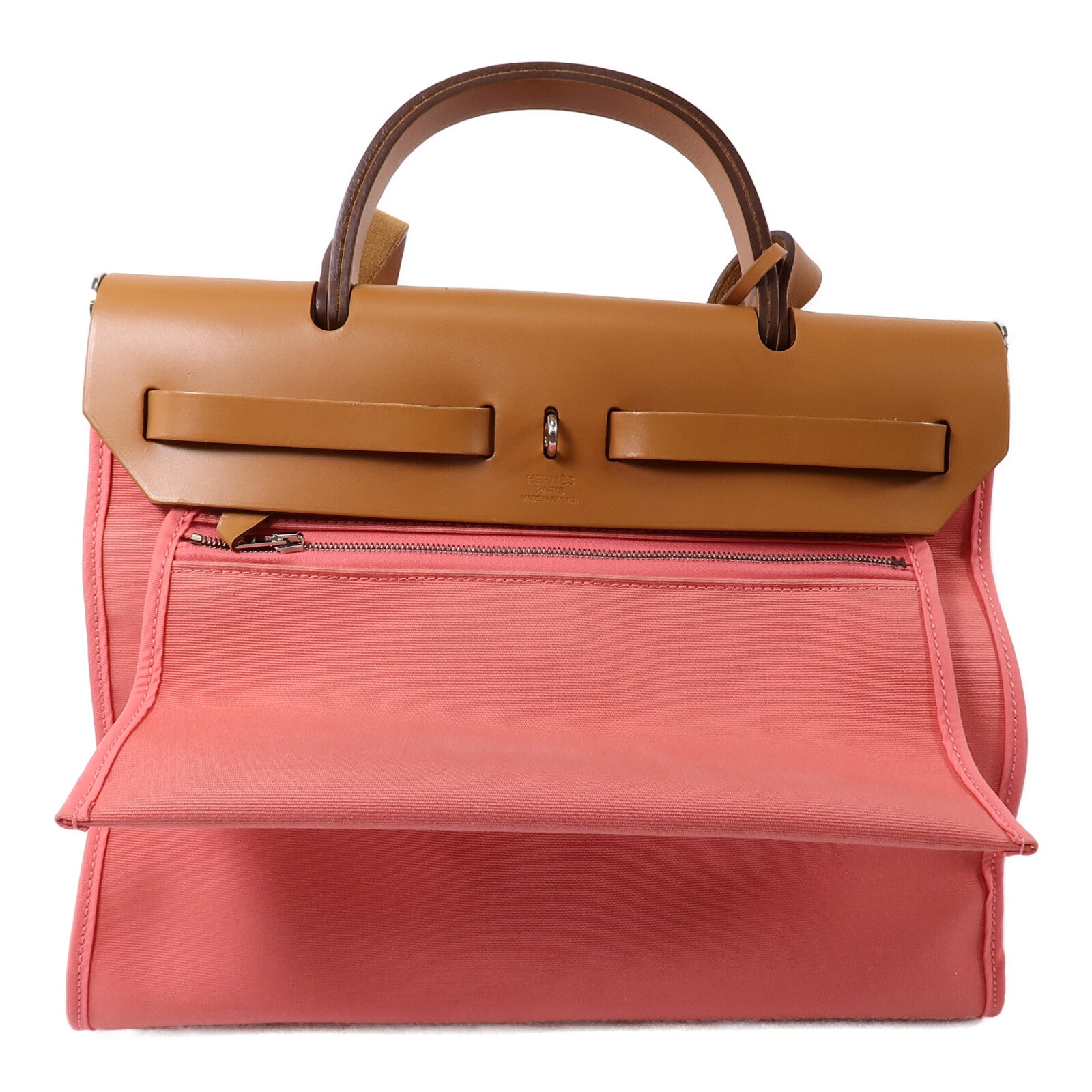 HERMES 帆布Herbag PM手挽肩背兩用袋Rose Azalee