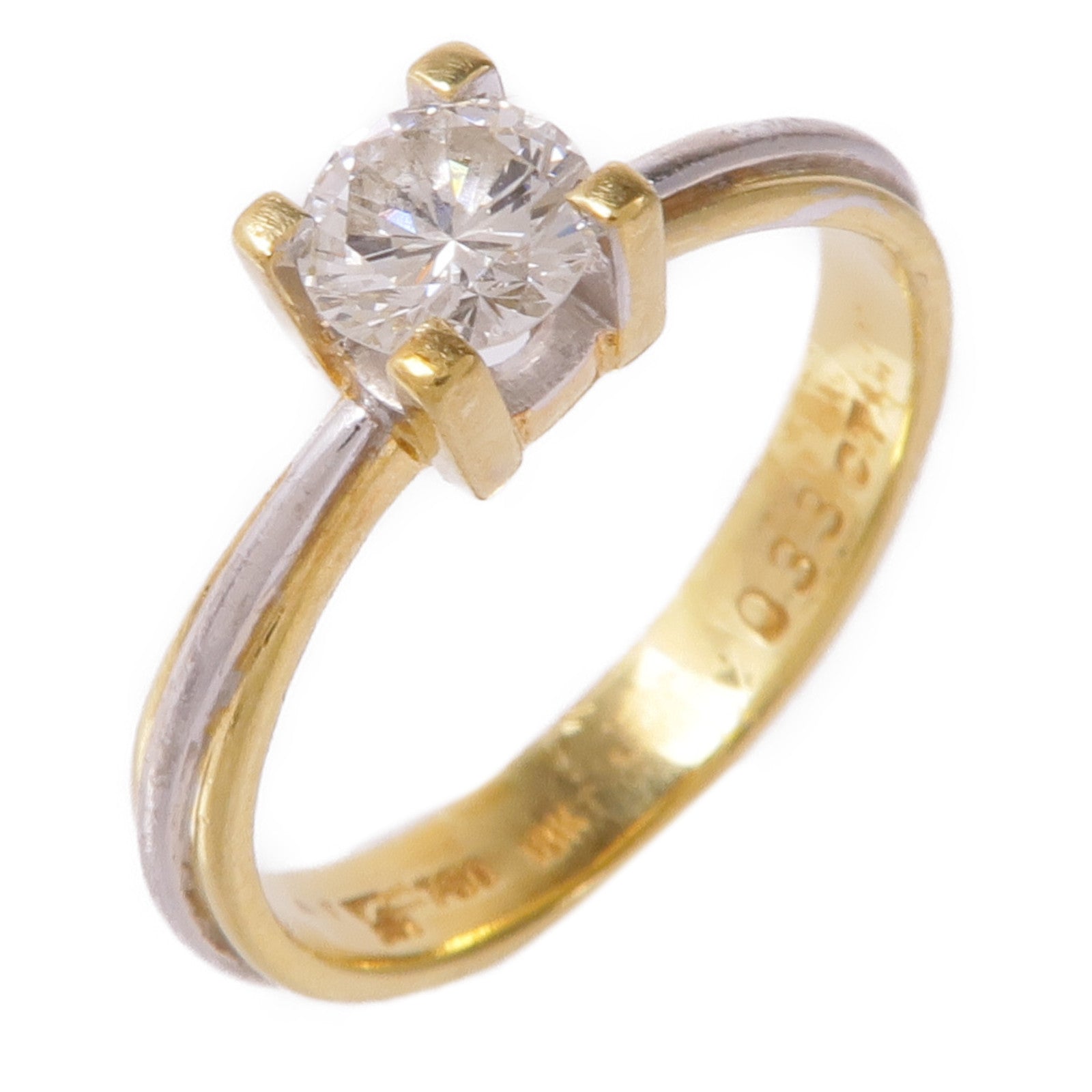 JEWELRY Diamond Ring 18K Yellow Gold White Gold US#4.25