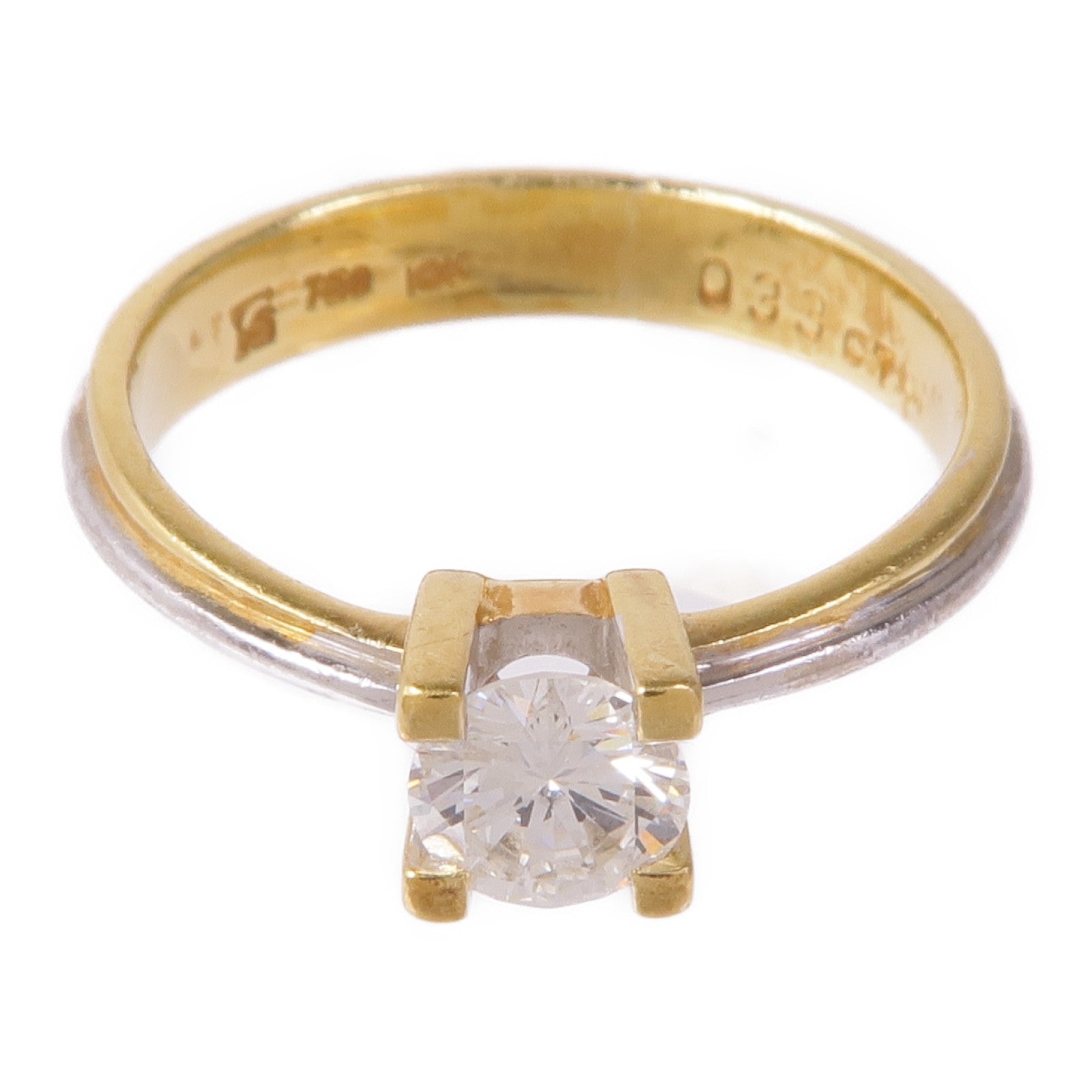 JEWELRY Diamond Ring 18K Yellow Gold White Gold US#4.25