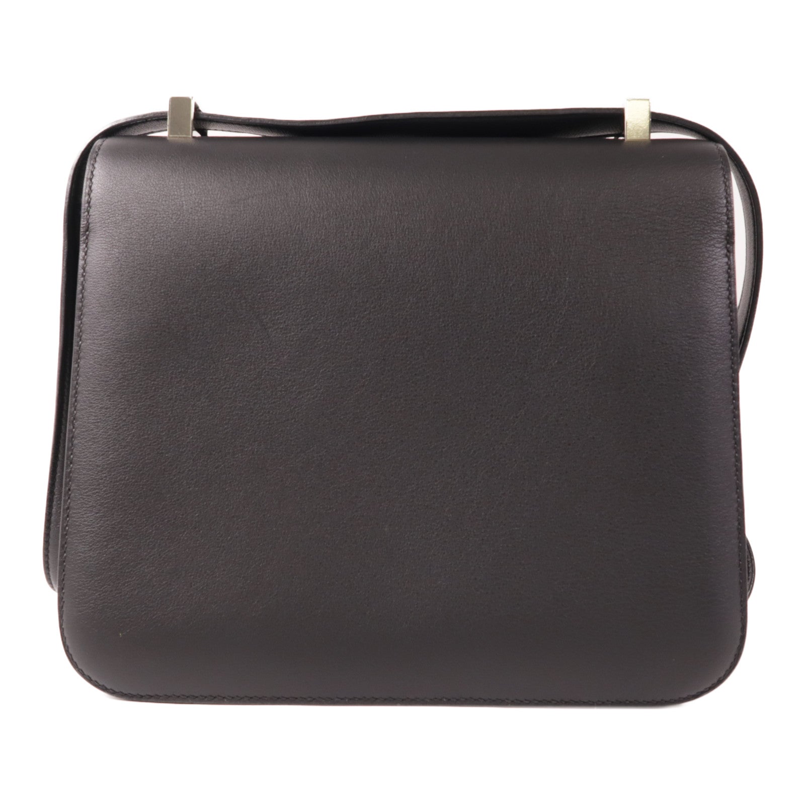 HERMES Swift皮革Constance 24銀扣肩背袋黑色