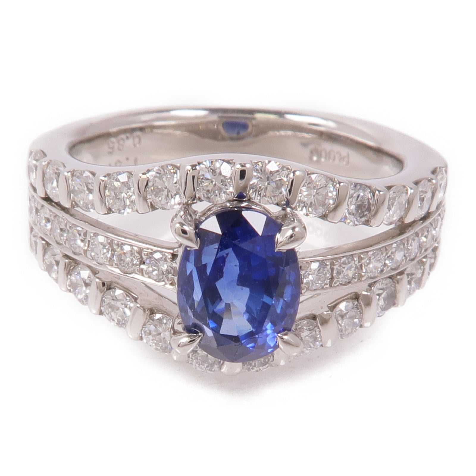 JEWELRY PT900鉑金Sapphire/Diamond Ring藍寶石/鑽石戒指US#5.75