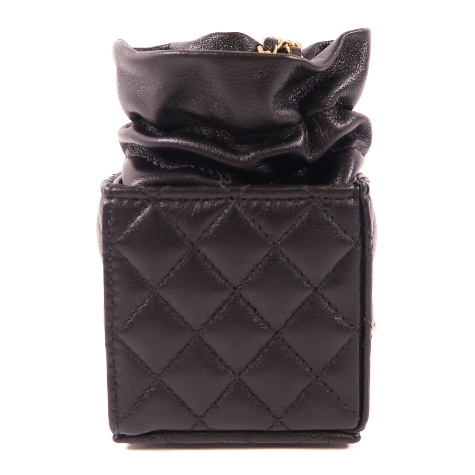 CHANEL 羊皮皮革Mini Bucket Box金扣鏈帶肩背袋