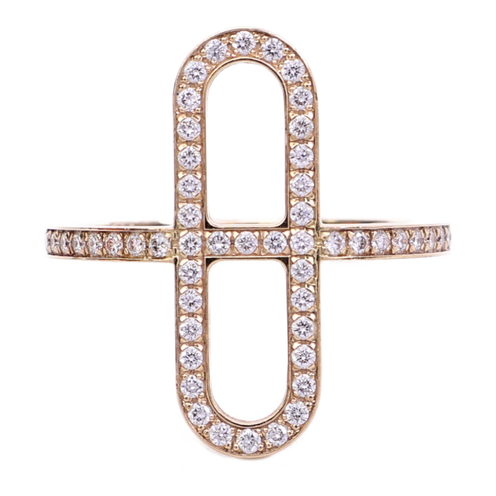 HERMES 18K玫瑰金Ever Chaine D'ancre Ring鑽石戒指