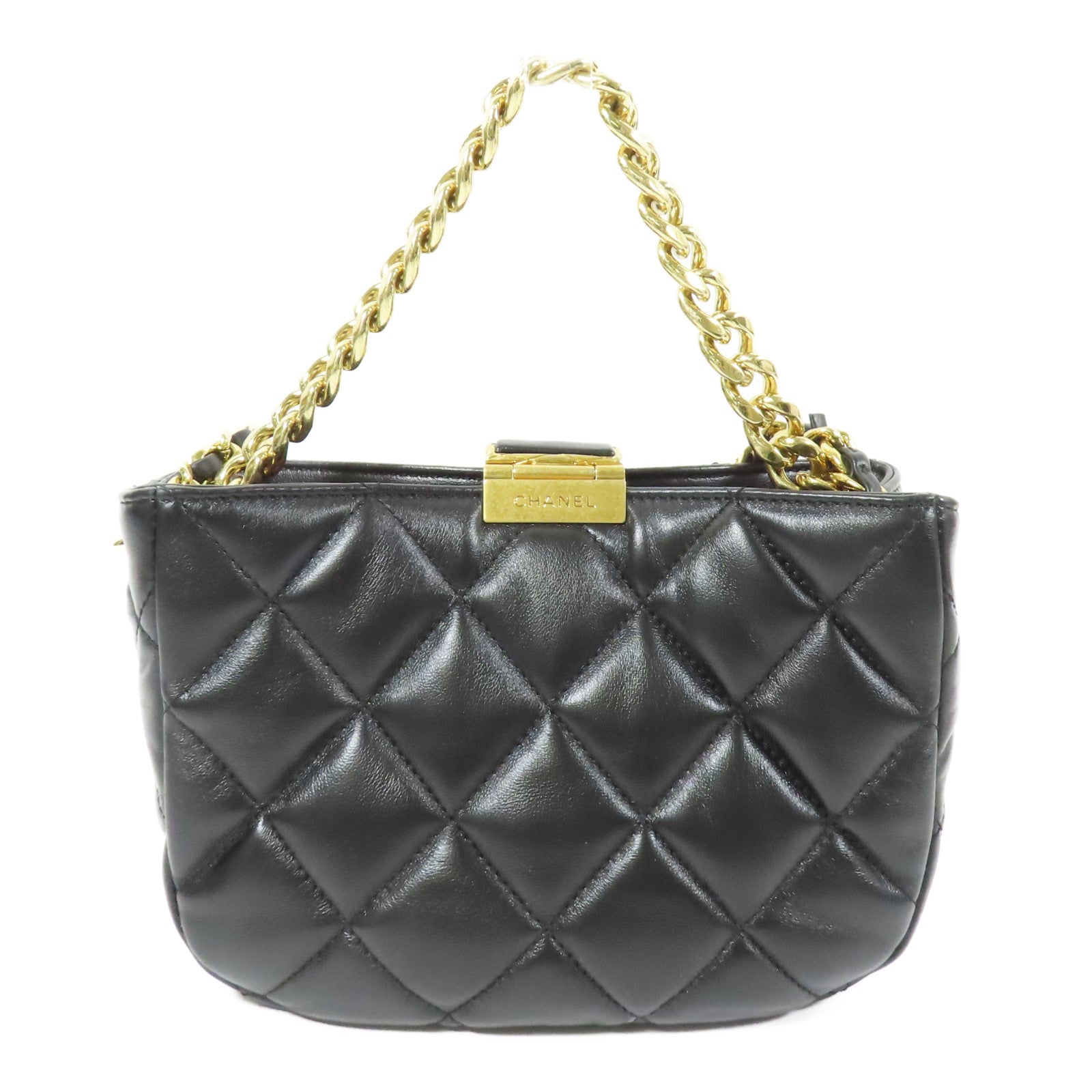 CHANEL 羊皮皮革Hobo Handbag金扣手挽肩背兩用袋