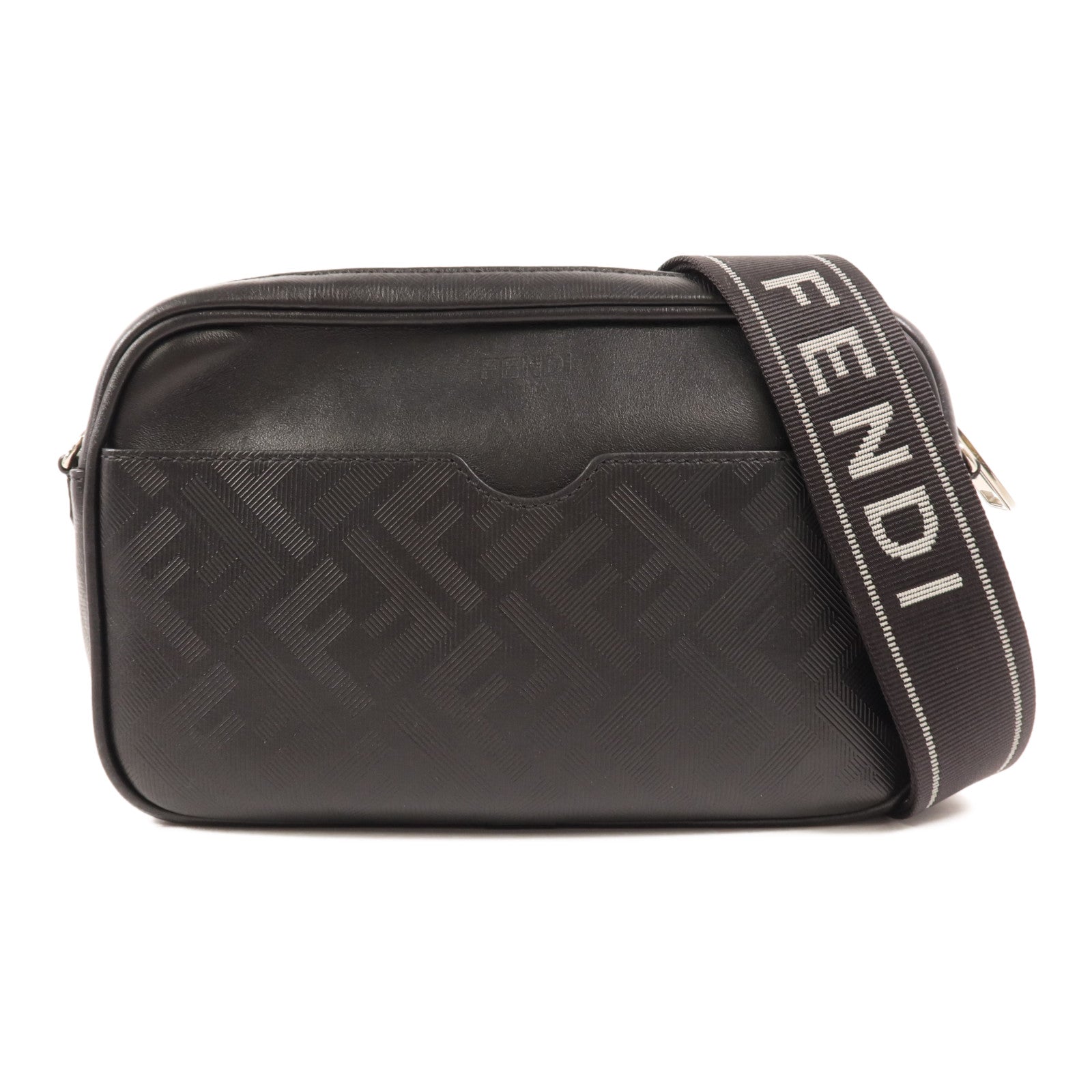 FENDI 皮革Camera Bag銀扣肩背袋