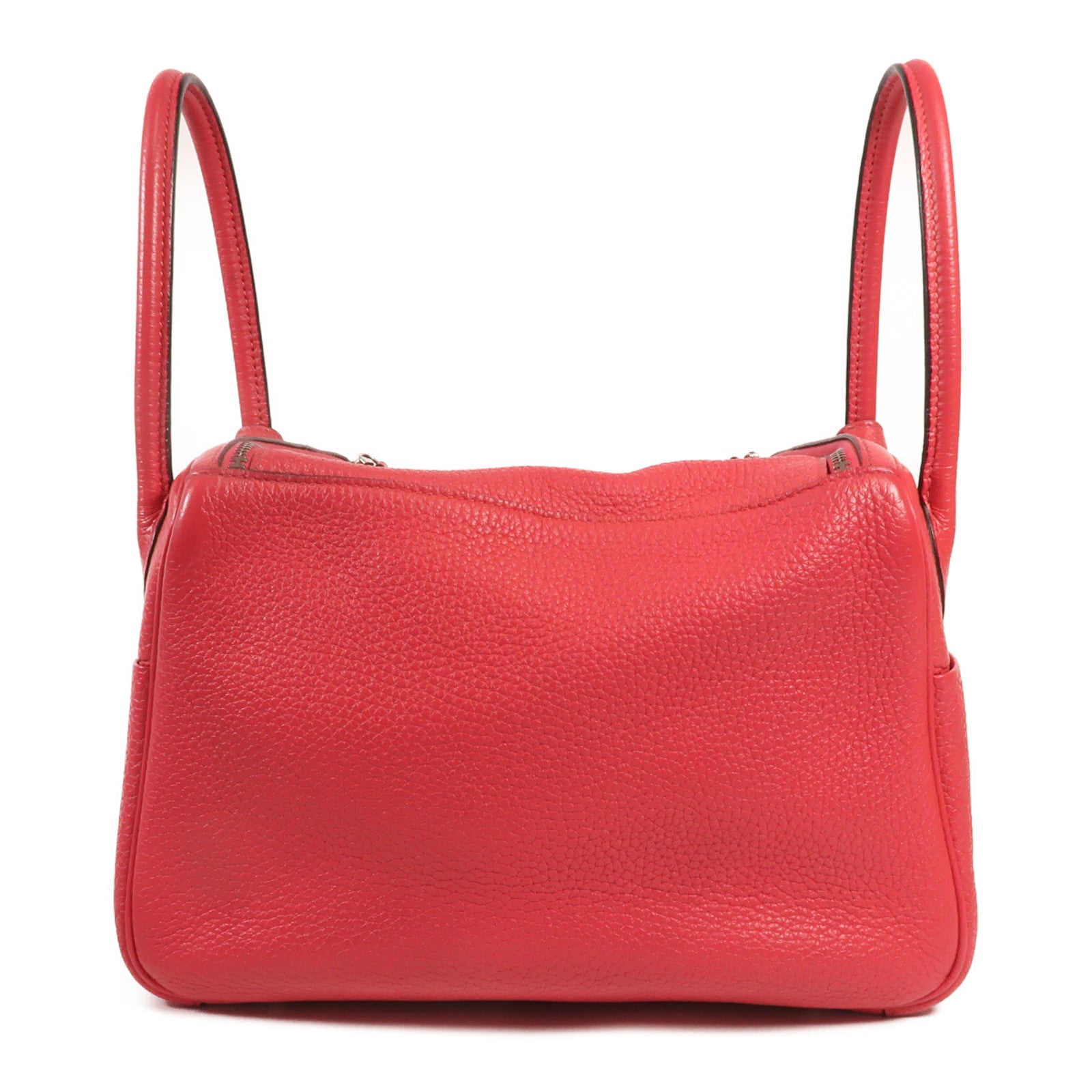 HERMES Clemence皮革Lindy 26銀扣手挽肩背兩用袋 Rose Extreme