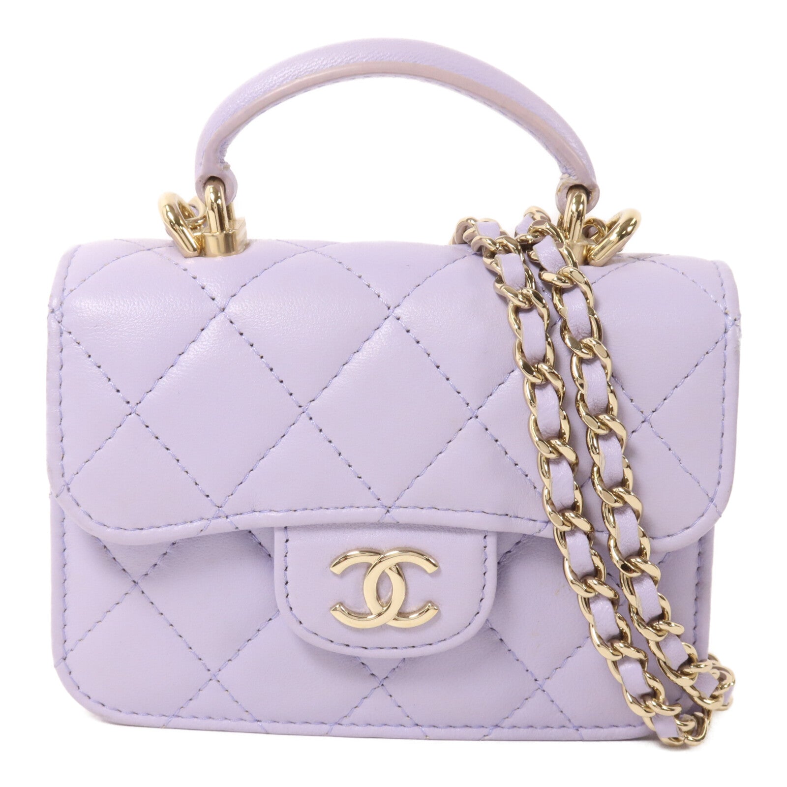 CHANEL 羊皮皮革Card Holder On Chain鏈帶手挽肩背兩用袋