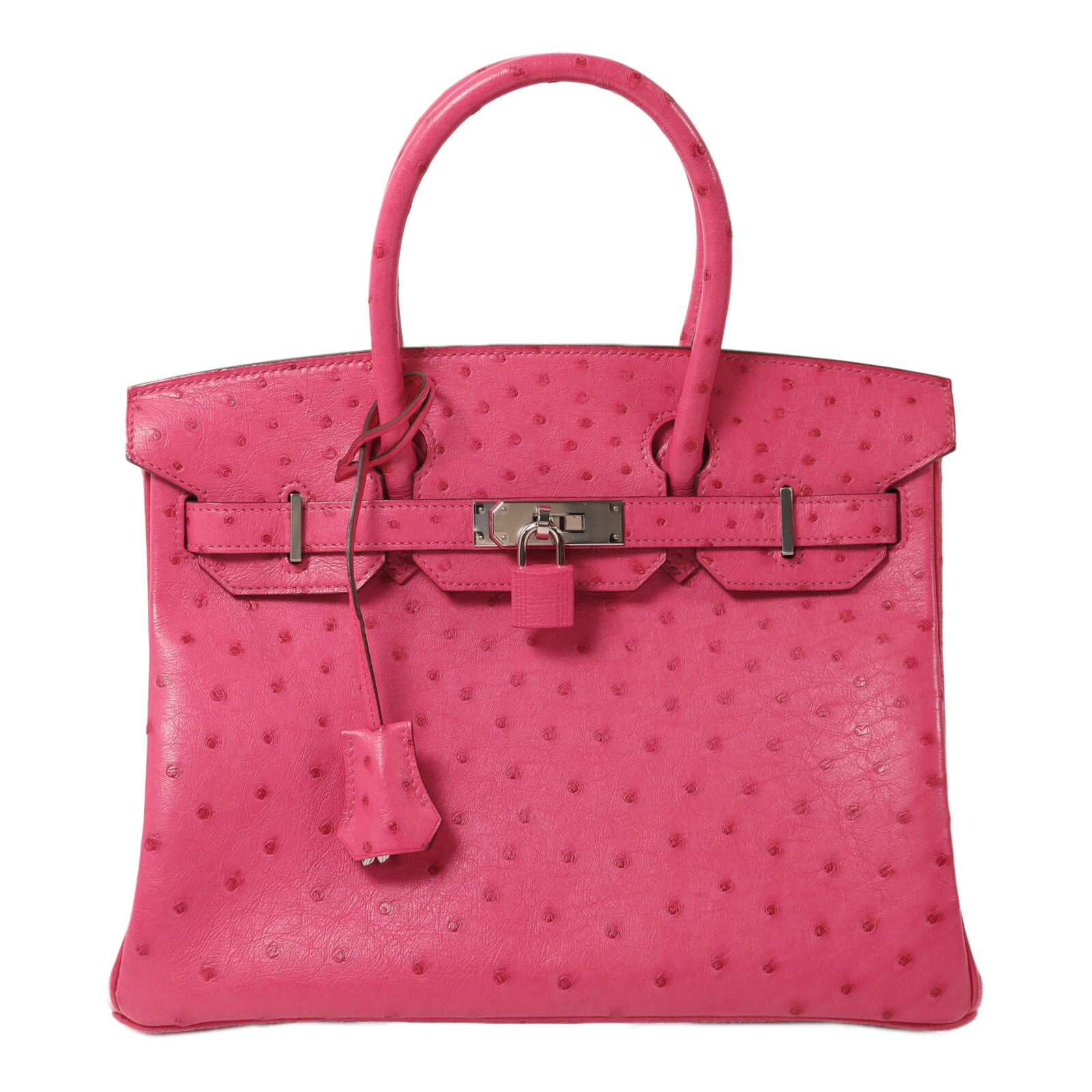 HERMES 鴕鳥皮革Birkin 30手挽袋Rose Tyrien