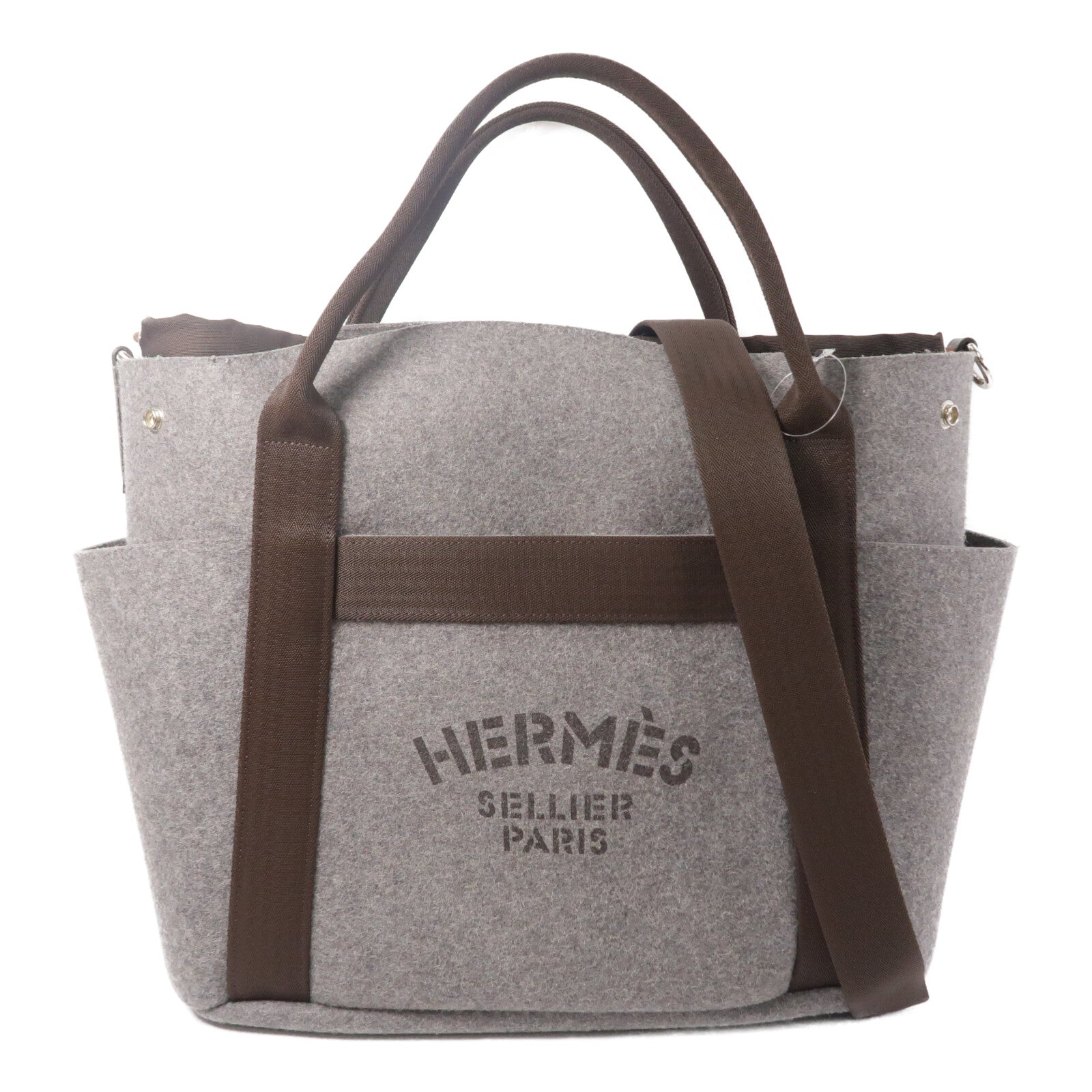 HERMES 帆布/羊毛Grooming bag肩背袋