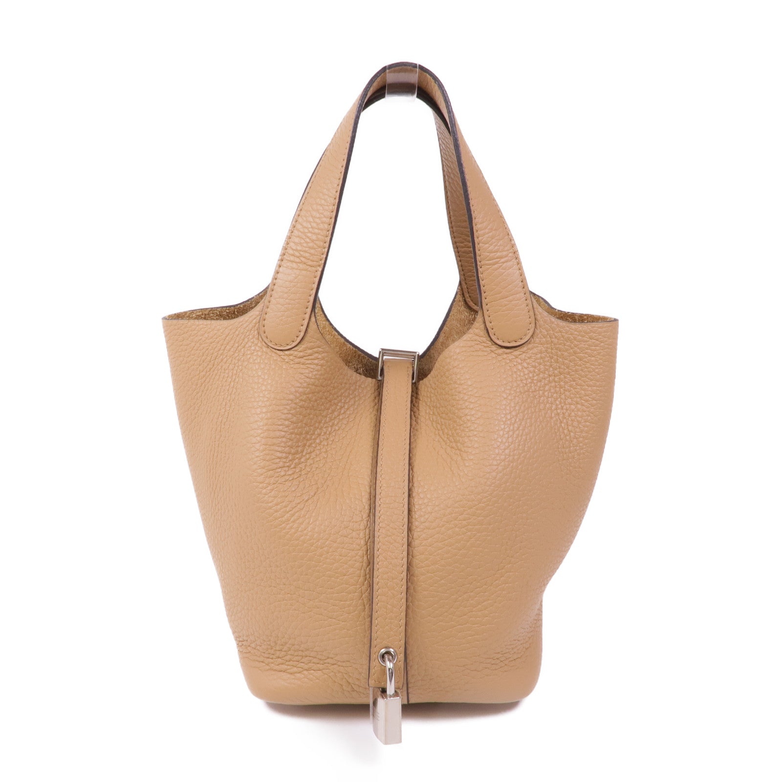 HERMES PHW Picotin PM Tote Bag Clemence Leather Brown