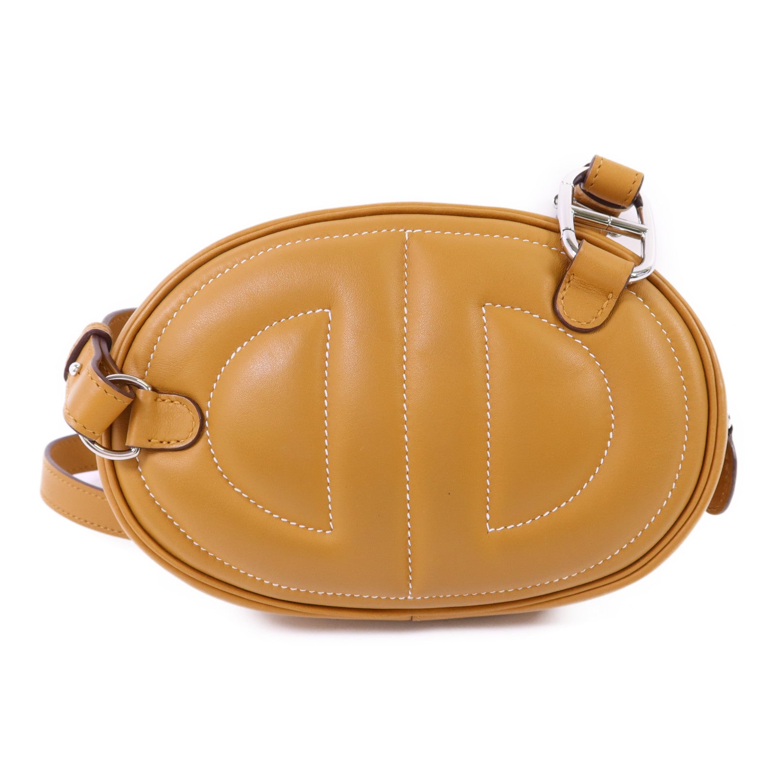 HERMES 【激減優惠】Swift皮革In The Loop Belt Bag銀扣腰包Sesame/Celeste