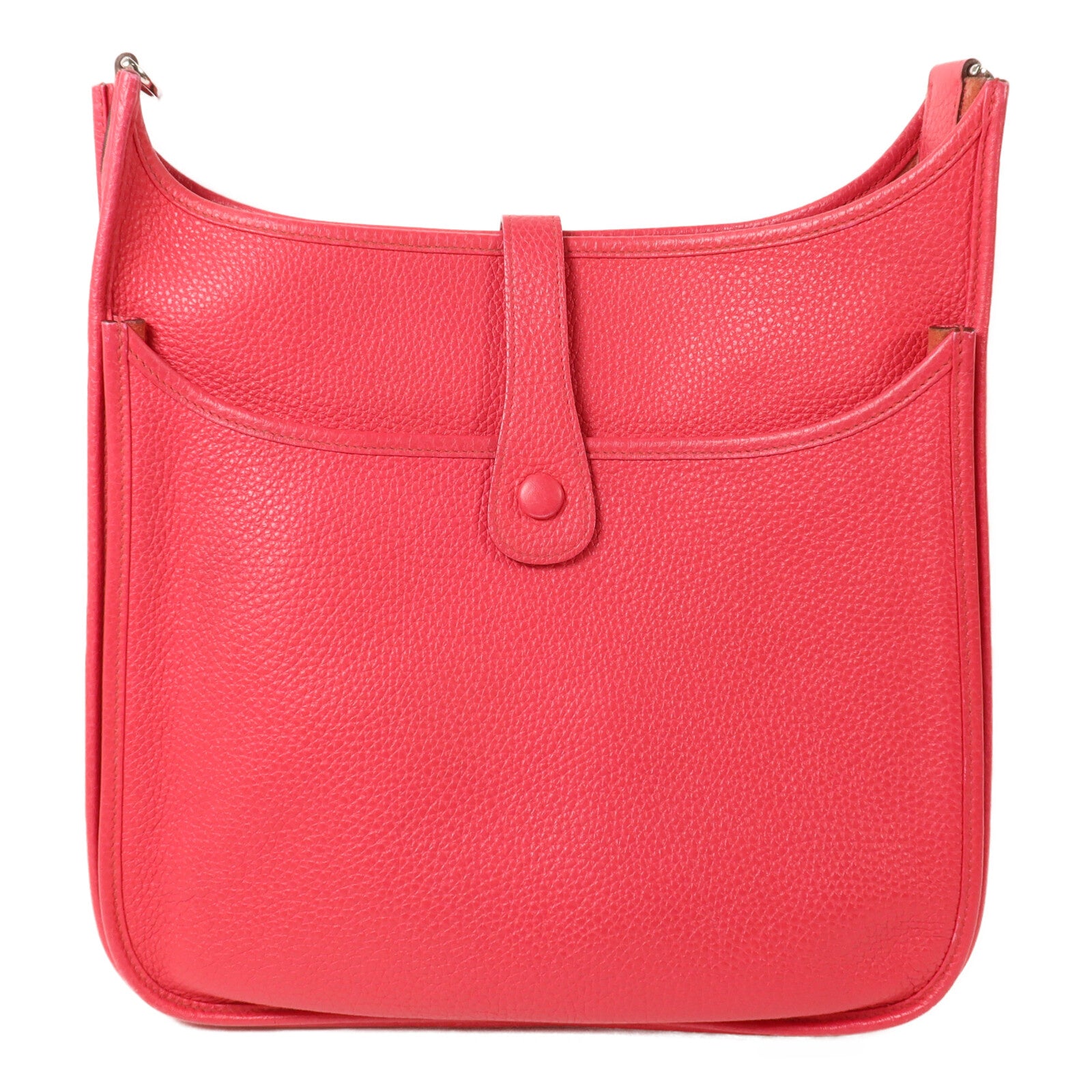 HERMES Clemence皮革Evelyne GM肩背袋Rose Extreme