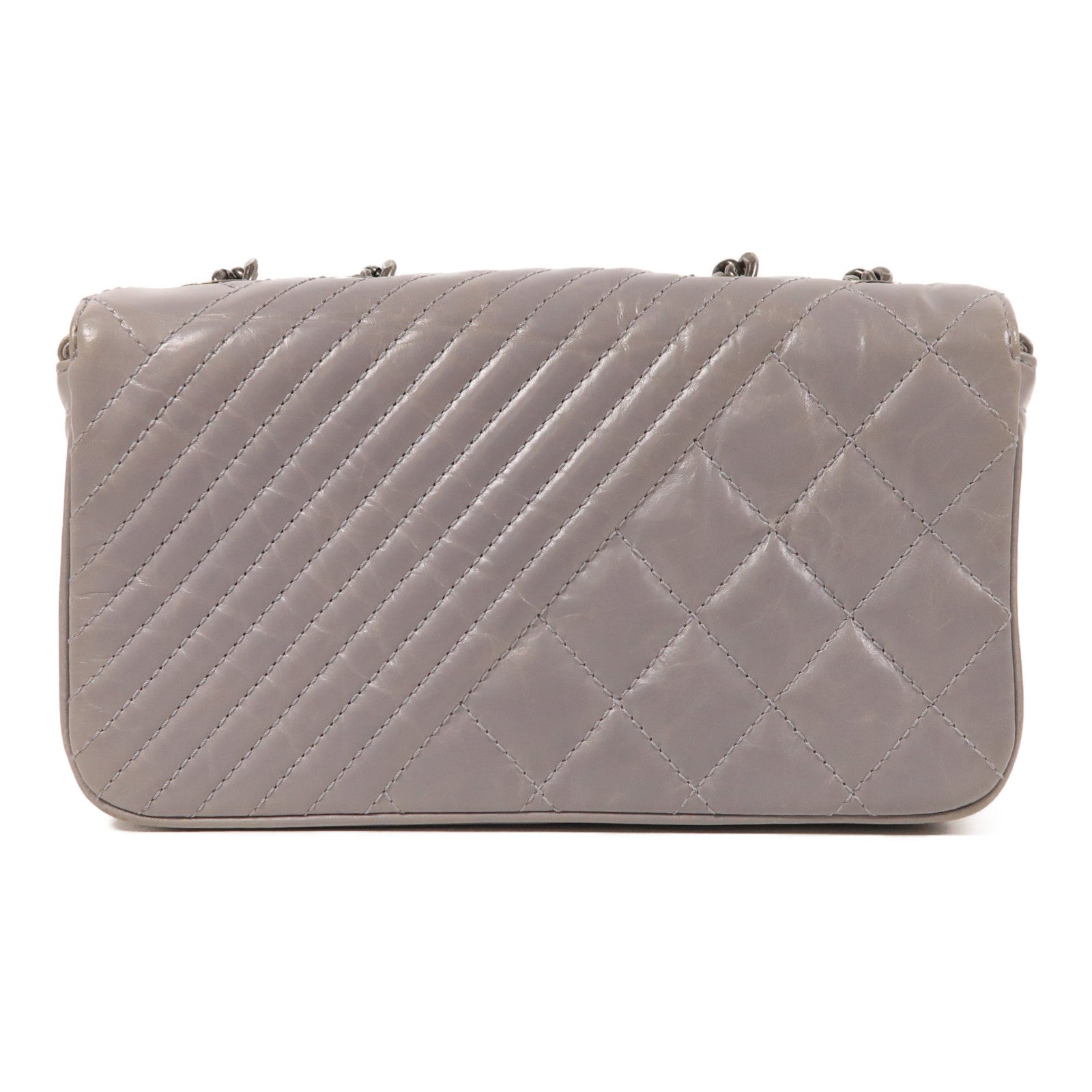 CHANEL 牛皮皮革Chain Shoulder銀扣鏈帶肩背袋