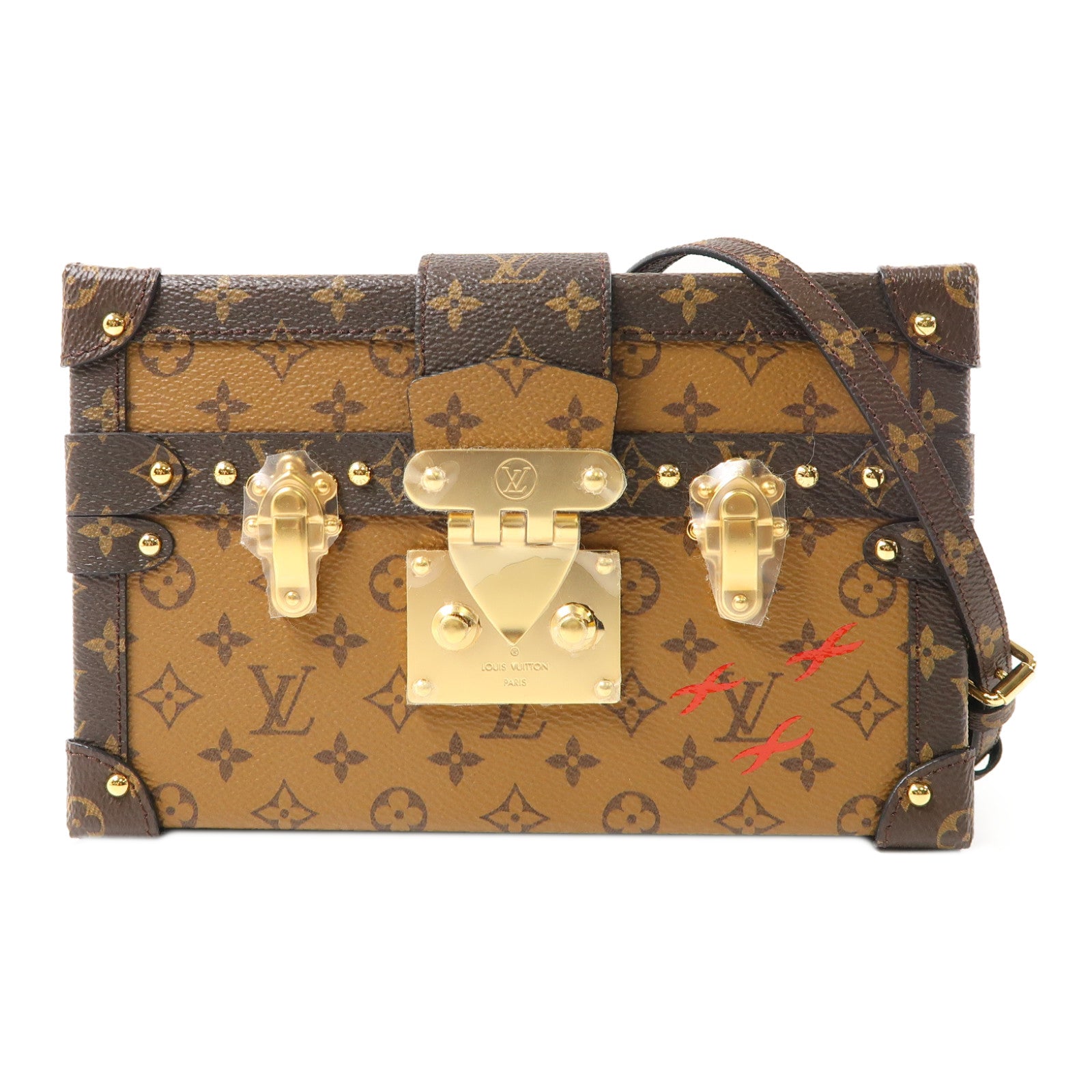 LOUIS VUITTON LV GHW Petite Malle Shoulder Bag M45960 Monogram Reverse Brown