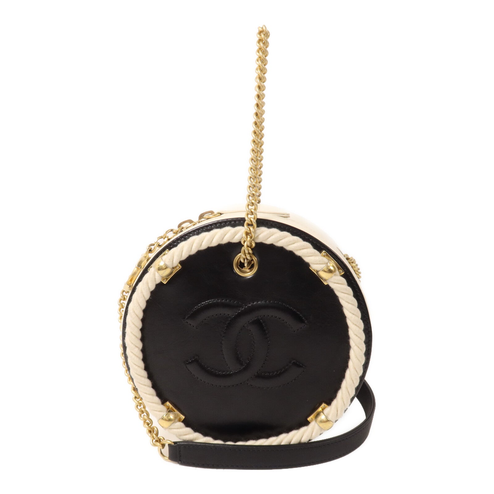 CHANEL 牛皮皮革Materasse Co Co鏈帶手挽肩背兩用袋