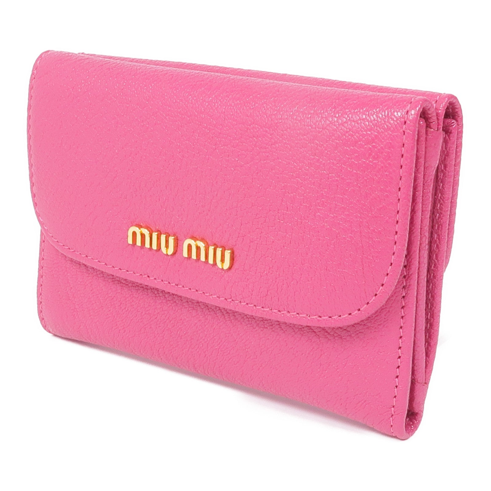 Miu Miu 牛皮皮革Trifold Wallet金扣錢包