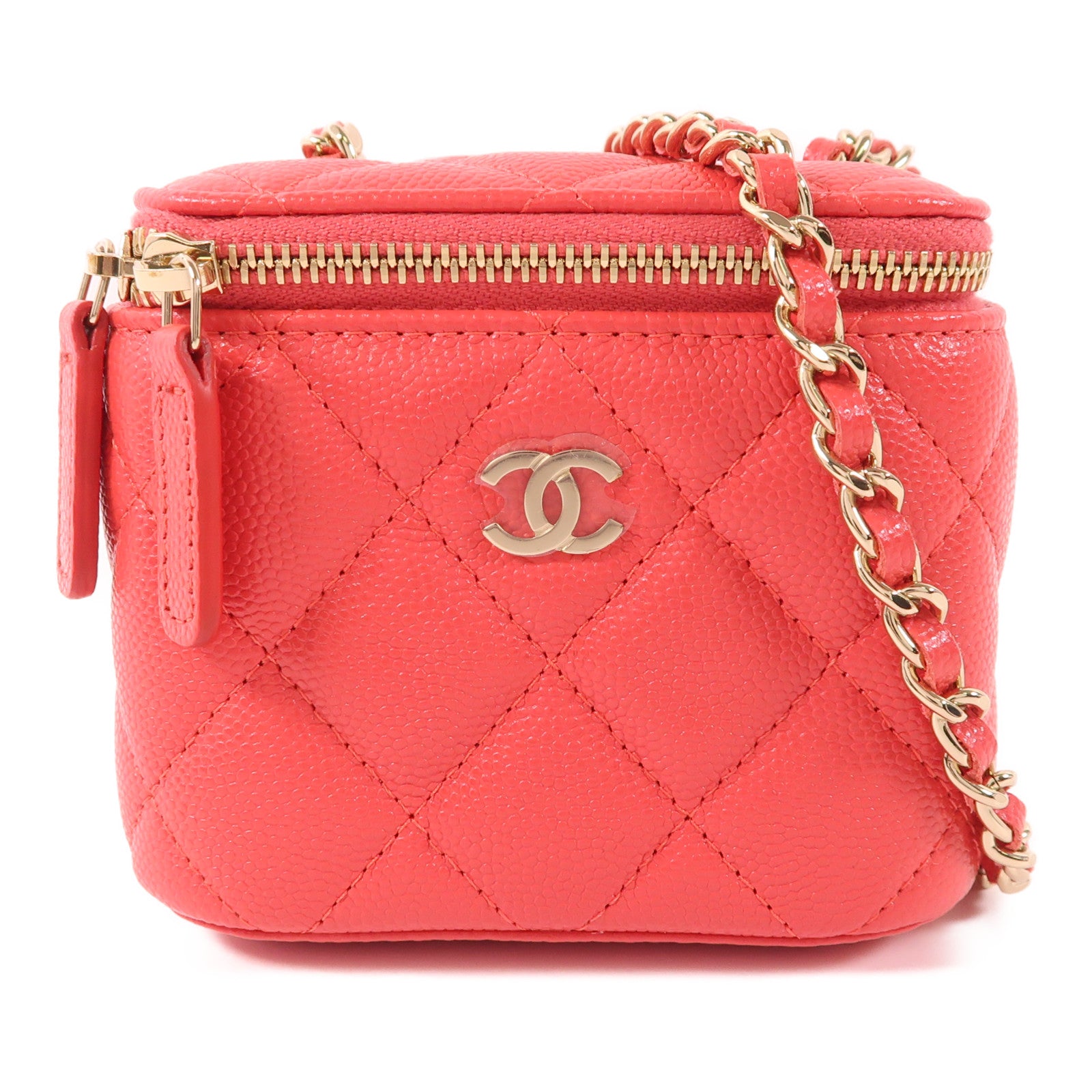 CHANEL 【激減優惠】牛皮皮革Vanity Case金扣鏈帶肩背袋