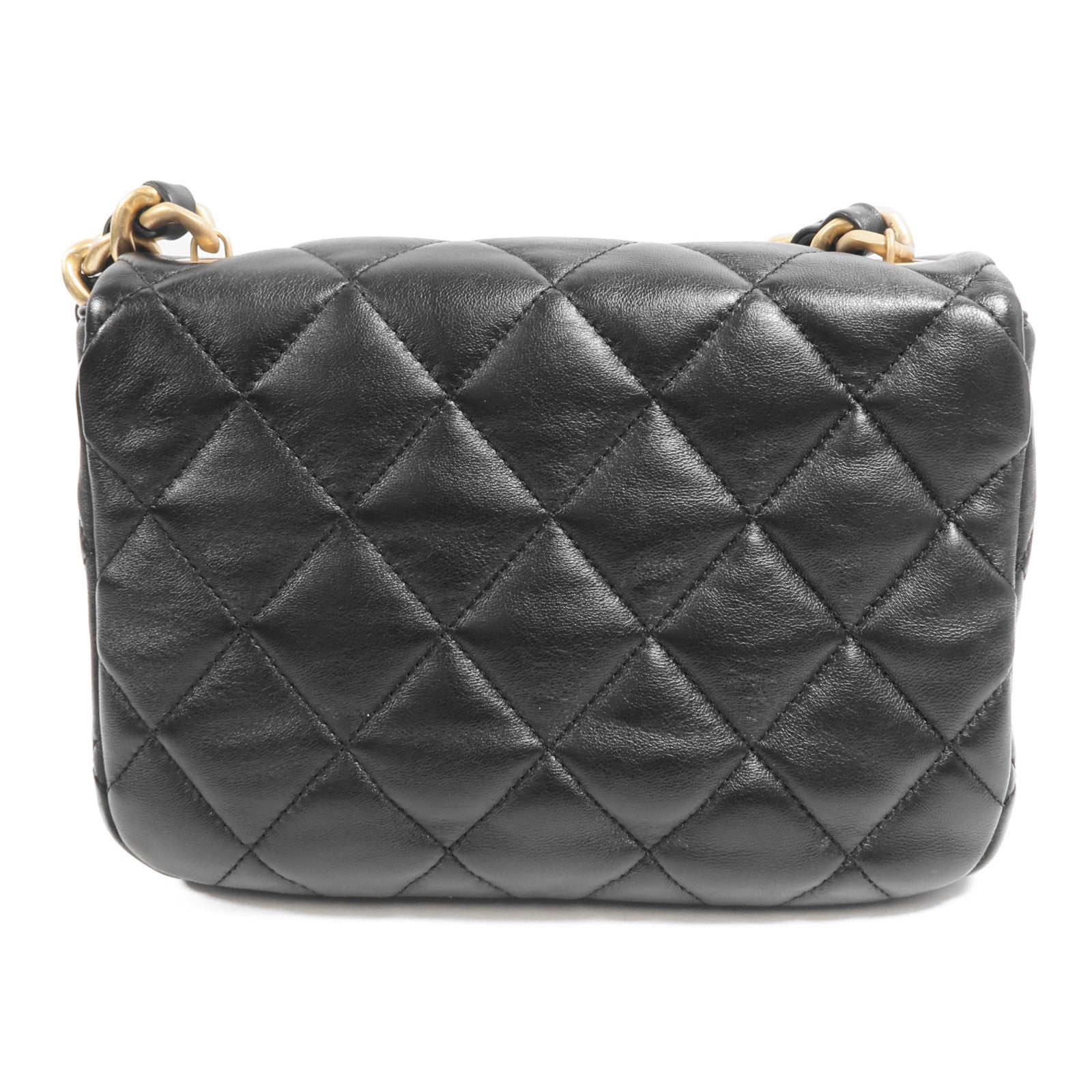 CHANEL 羊皮皮革Flap Bag金扣鏈帶肩背袋