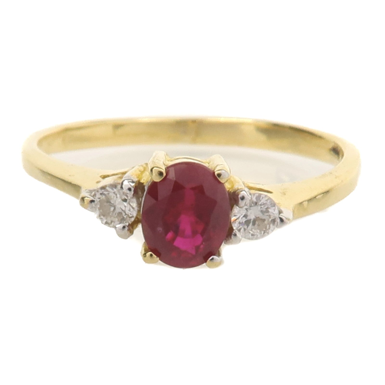 JEWELRY 18K黃金Diamond Ruby Ring紅寶石/鑽石戒指US#5.25