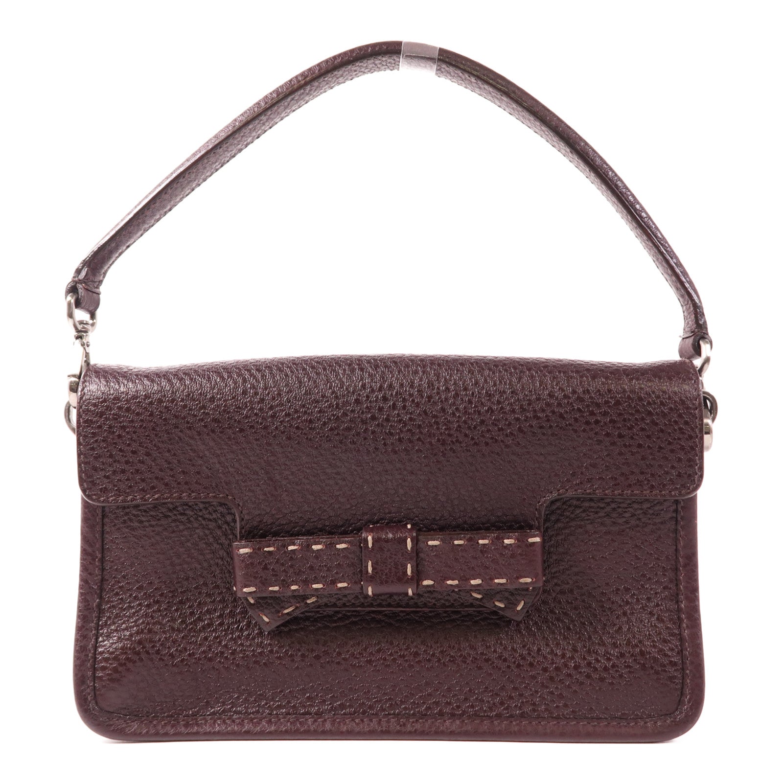 PRADA 牛皮皮革Tote Bag銀扣手挽袋