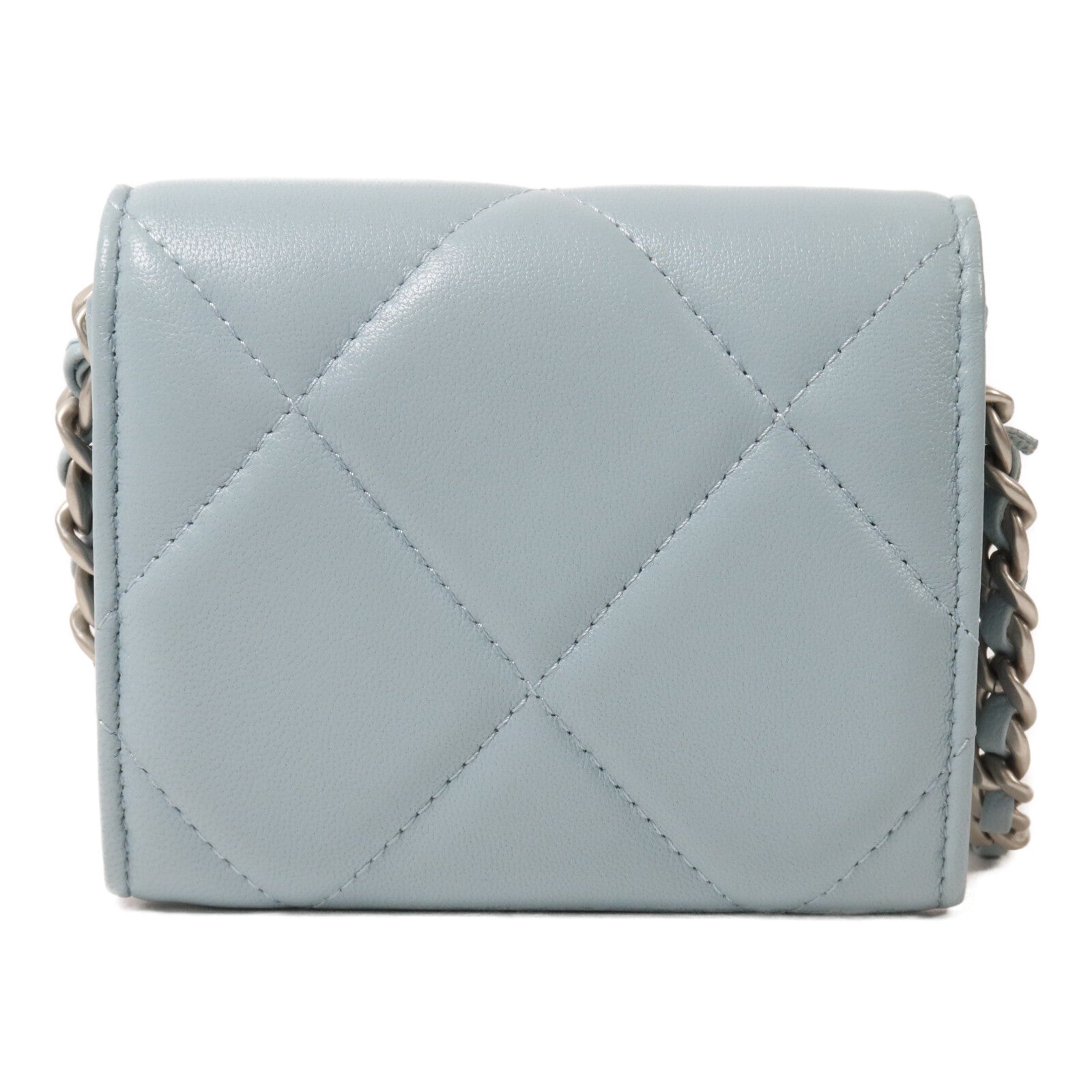 CHANEL 羊皮皮革C19 Card Holder On Chain鏈帶肩背袋
