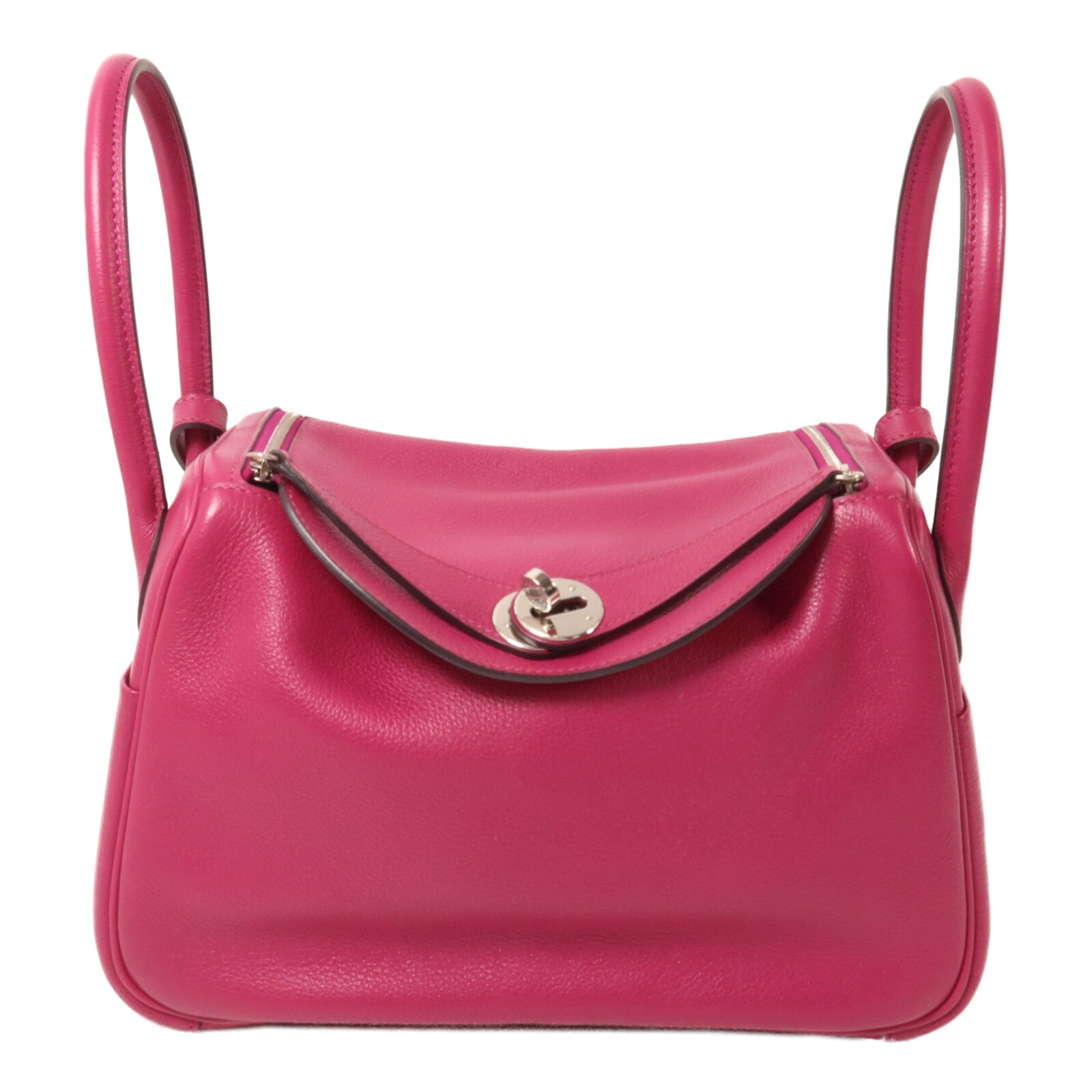 HERMES Evercolor皮革Lindy 26手挽肩背兩用袋Rose Purple