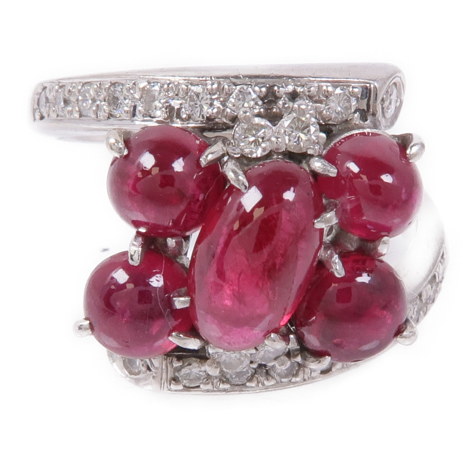 JEWELRY 【激減優惠】PT900鉑金Ruby/Diamond Ring紅寶石/鑽石戒指US#6.5