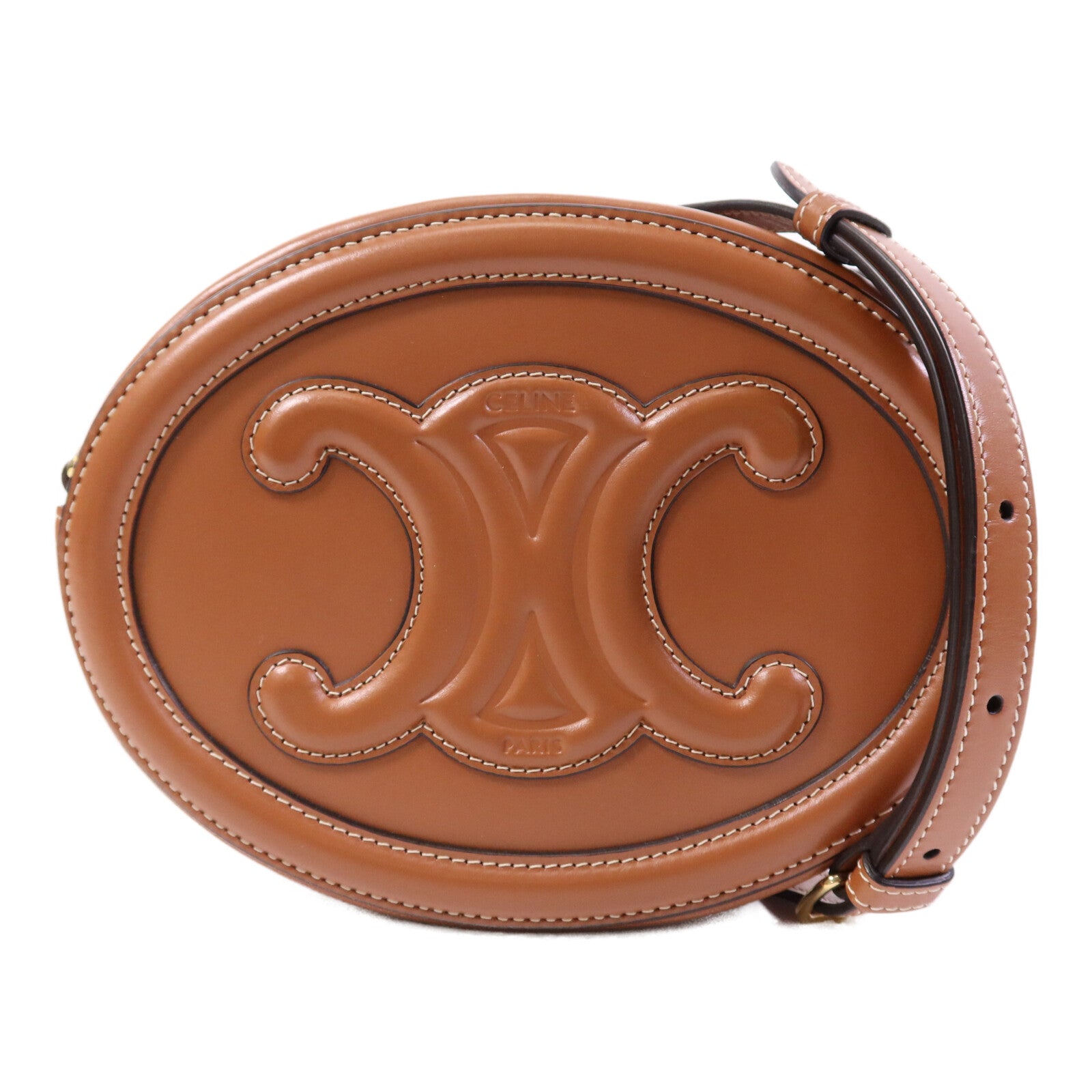 CELINE 牛皮皮革Cuir Triomphe Oval Bag金扣肩背袋