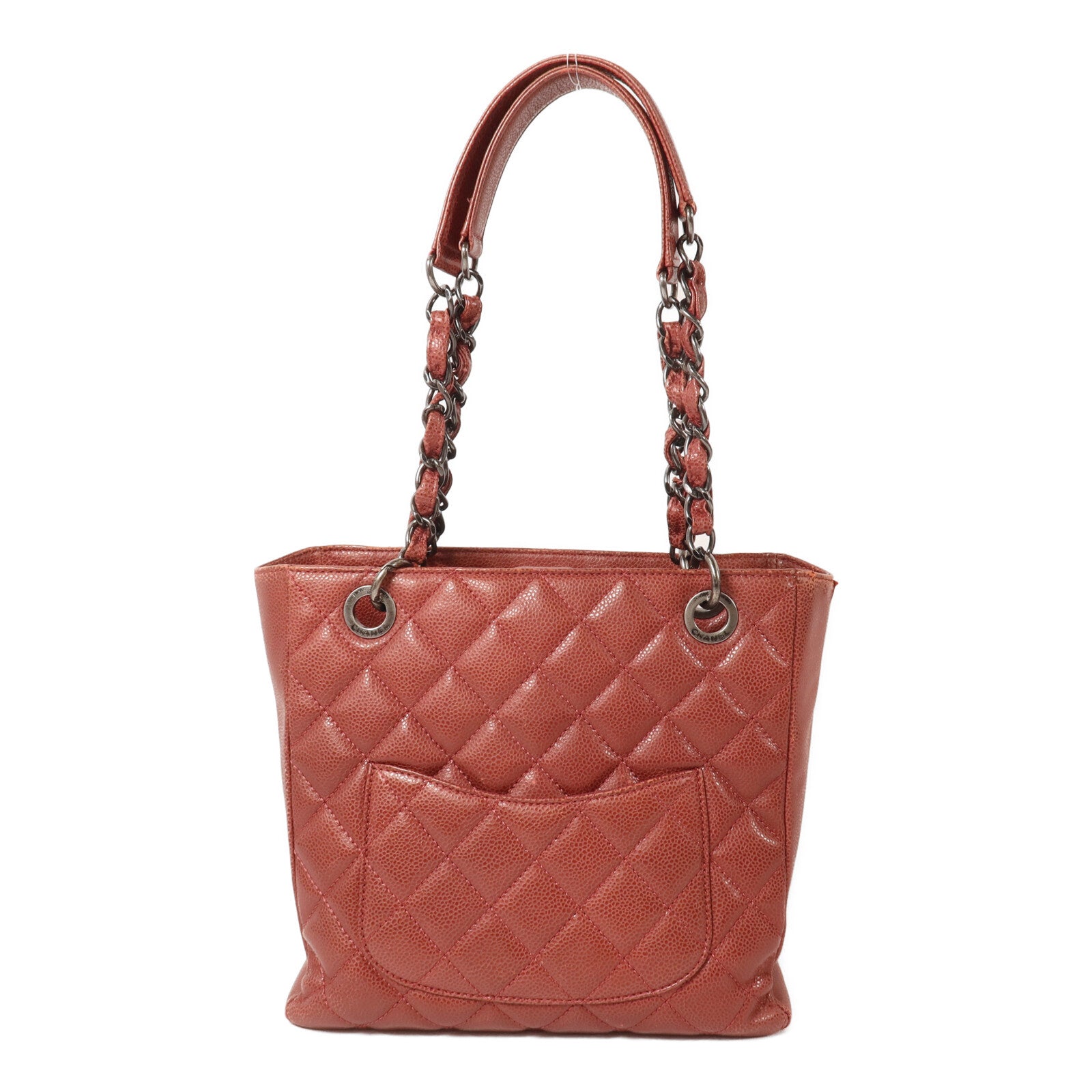CHANEL 牛皮皮革PST Petite Shopping Tote Bag鏈帶肩背袋