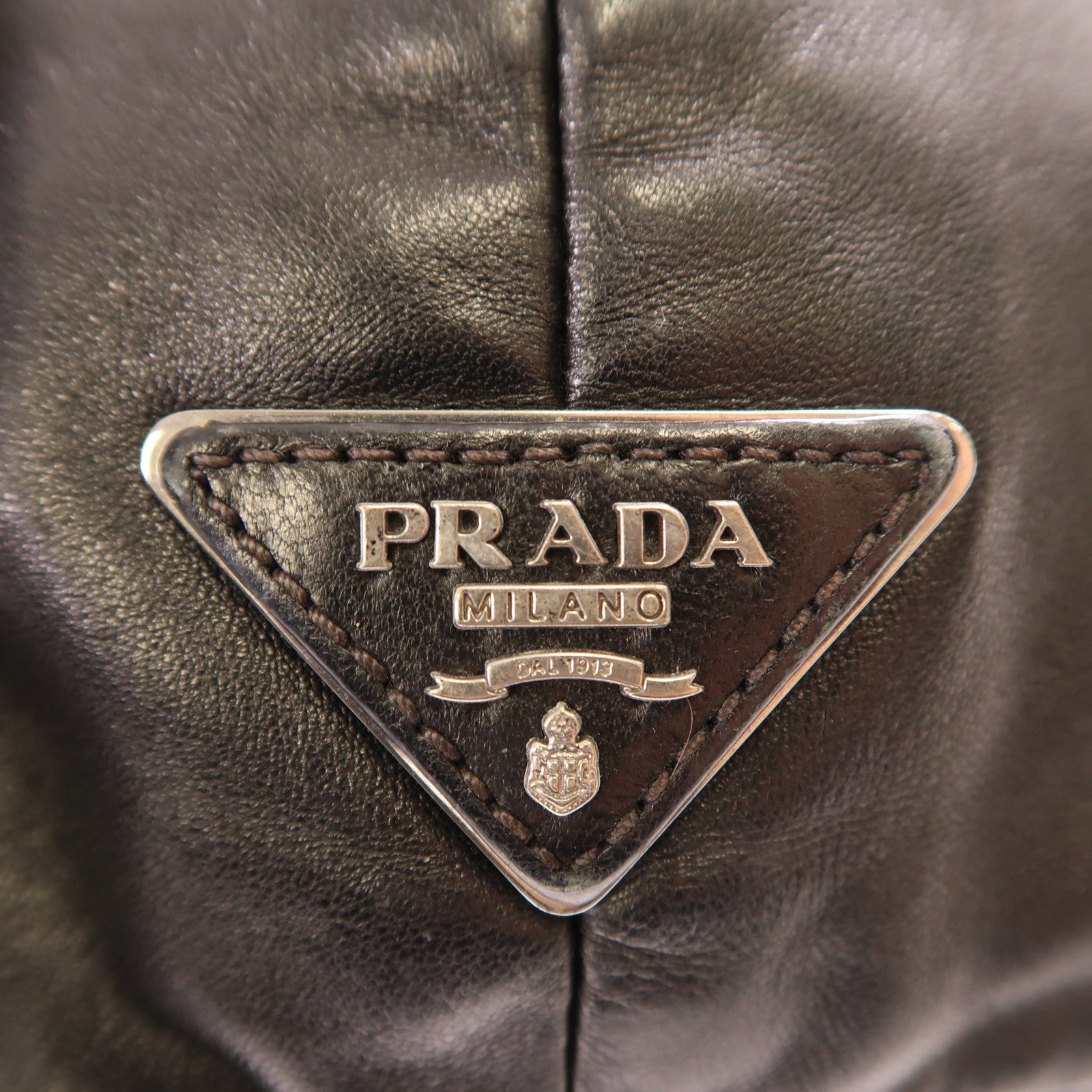 PRADA Handbag Nylon Leather Black