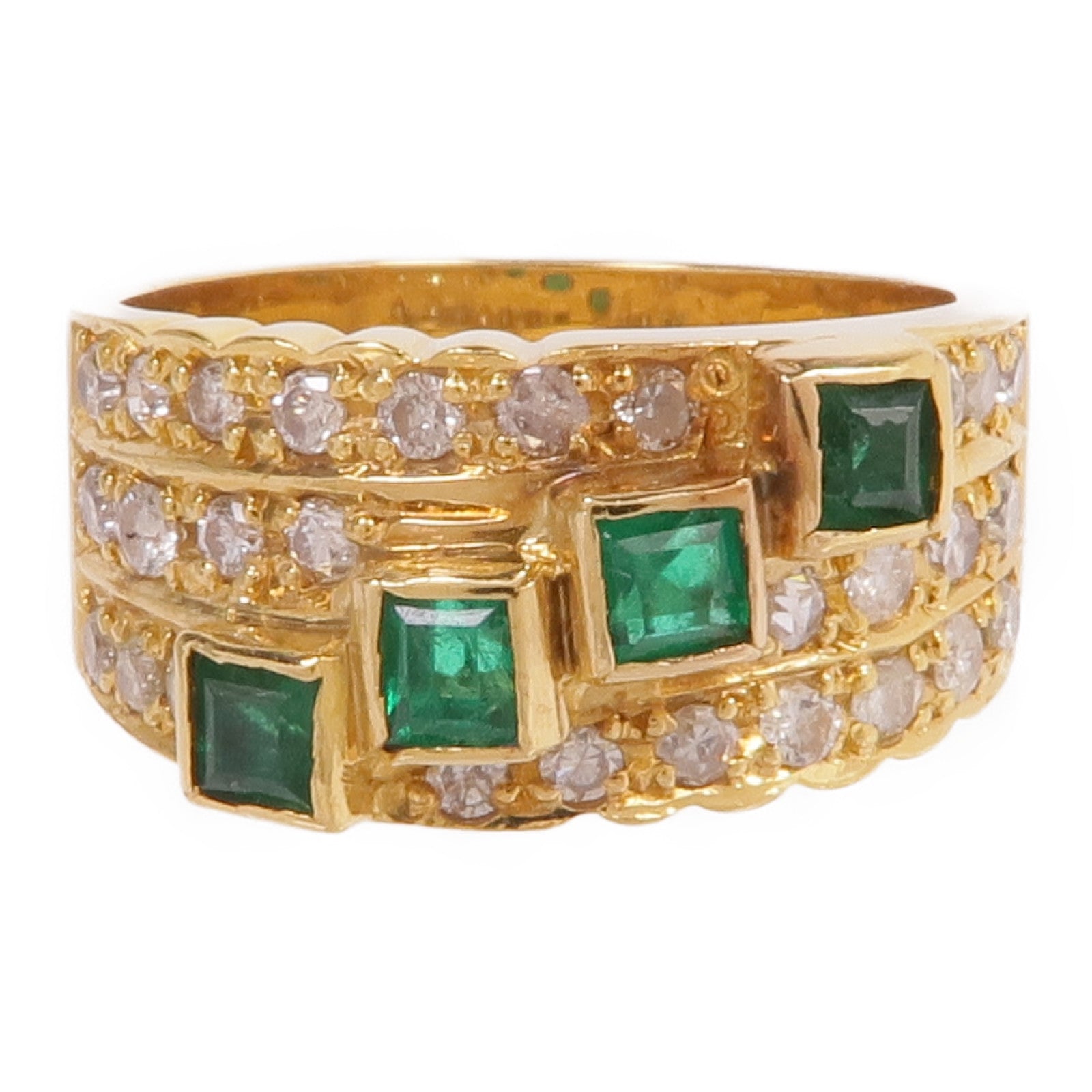 JEWELRY 18K黃金Emerald Diamond Ring綠寶石/鑽石戒指US#5.25