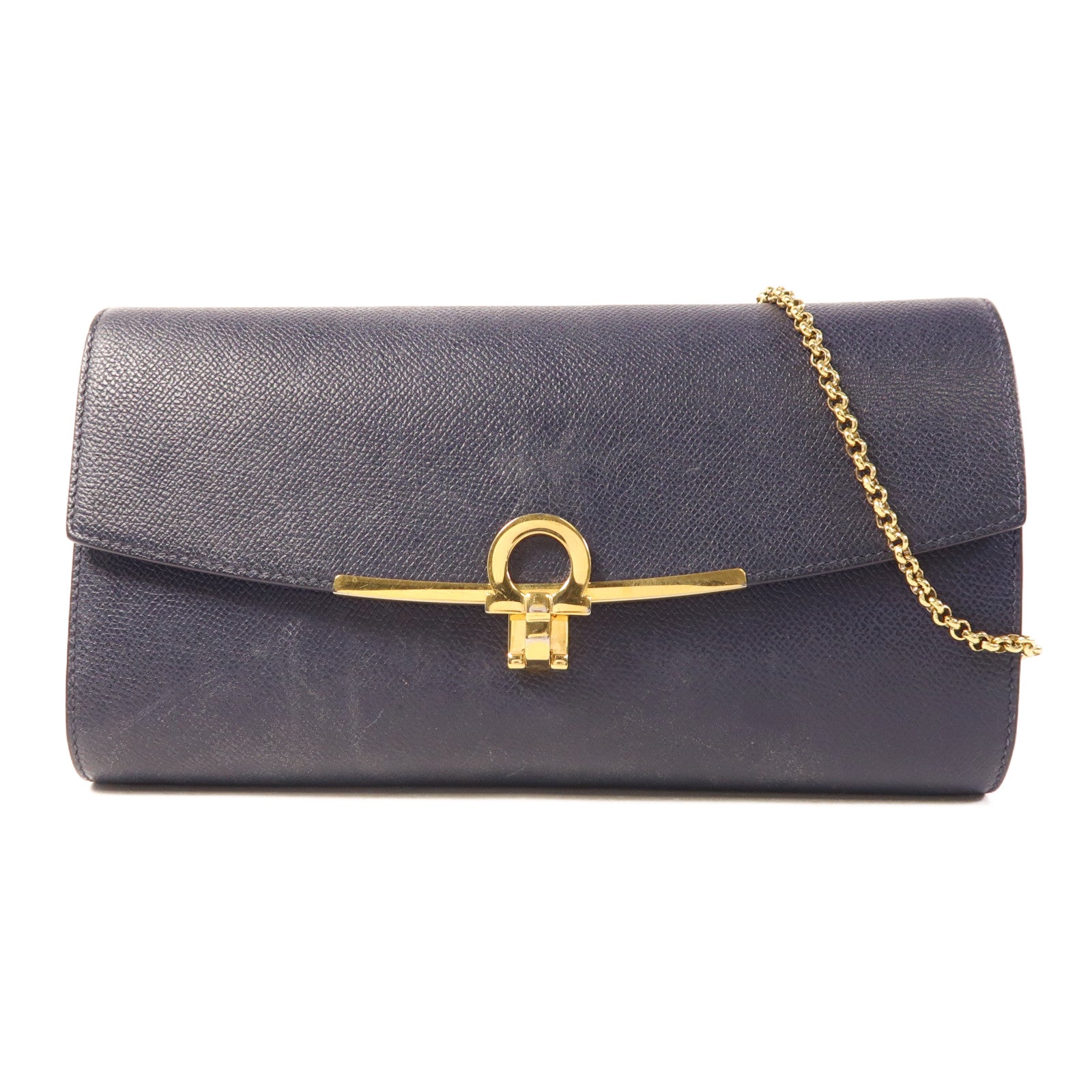 Salvatore Ferragamo 牛皮皮革Clutch Bag金扣鏈帶肩背袋