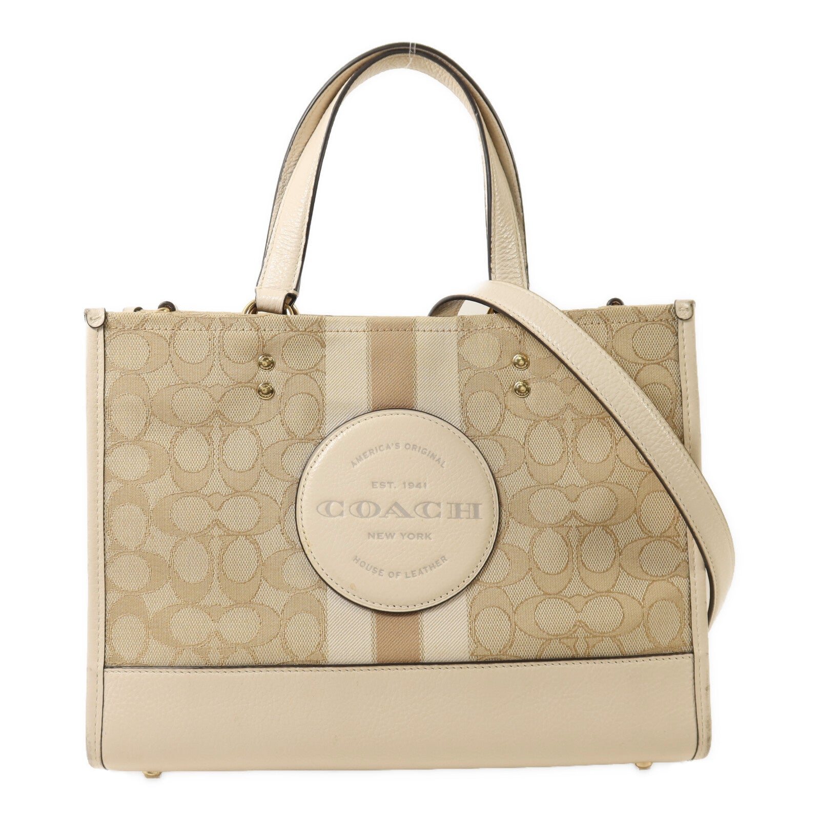 COACH 帆布/皮革2 way Shoulder金扣手挽肩背兩用袋