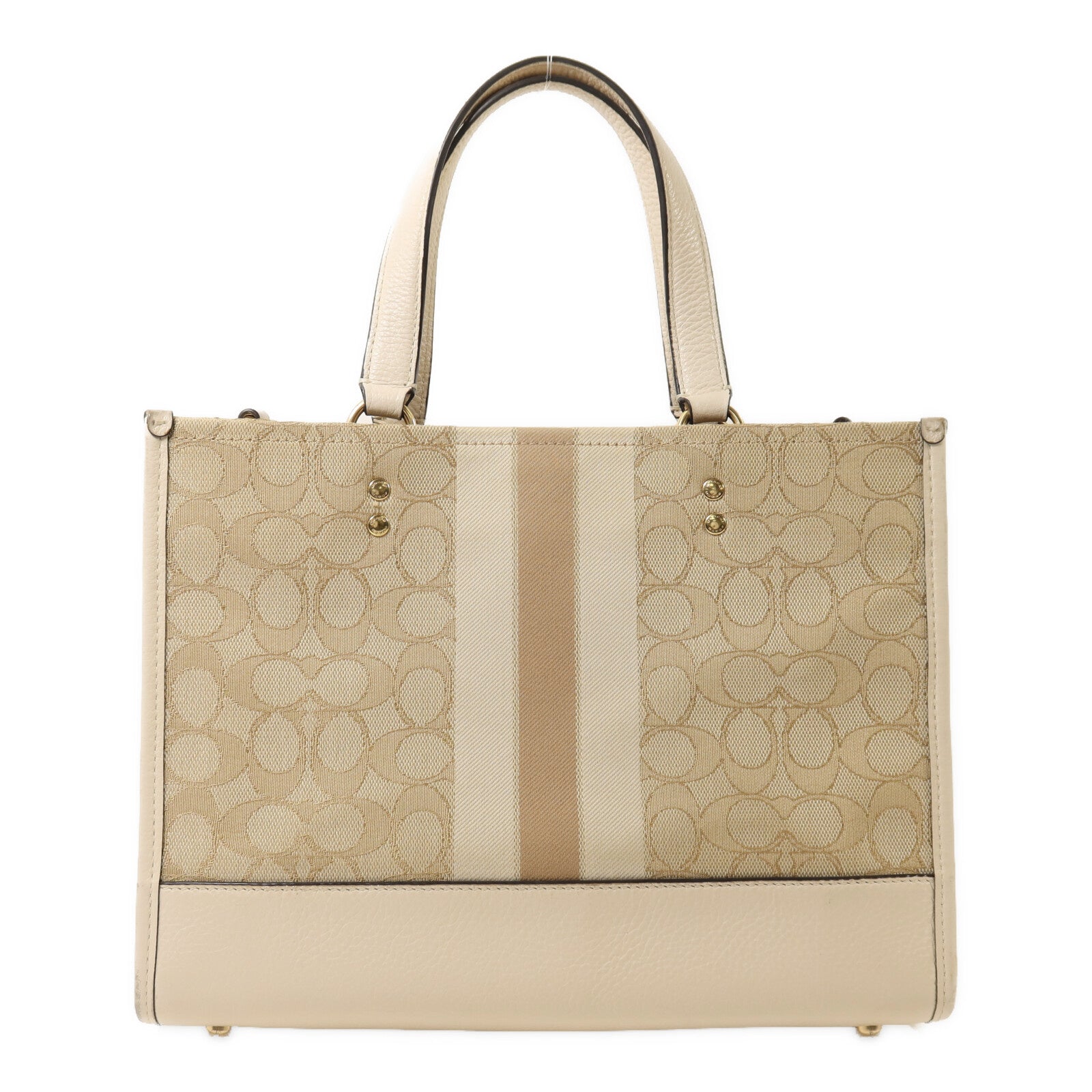 COACH 帆布/皮革2 way Shoulder金扣手挽肩背兩用袋