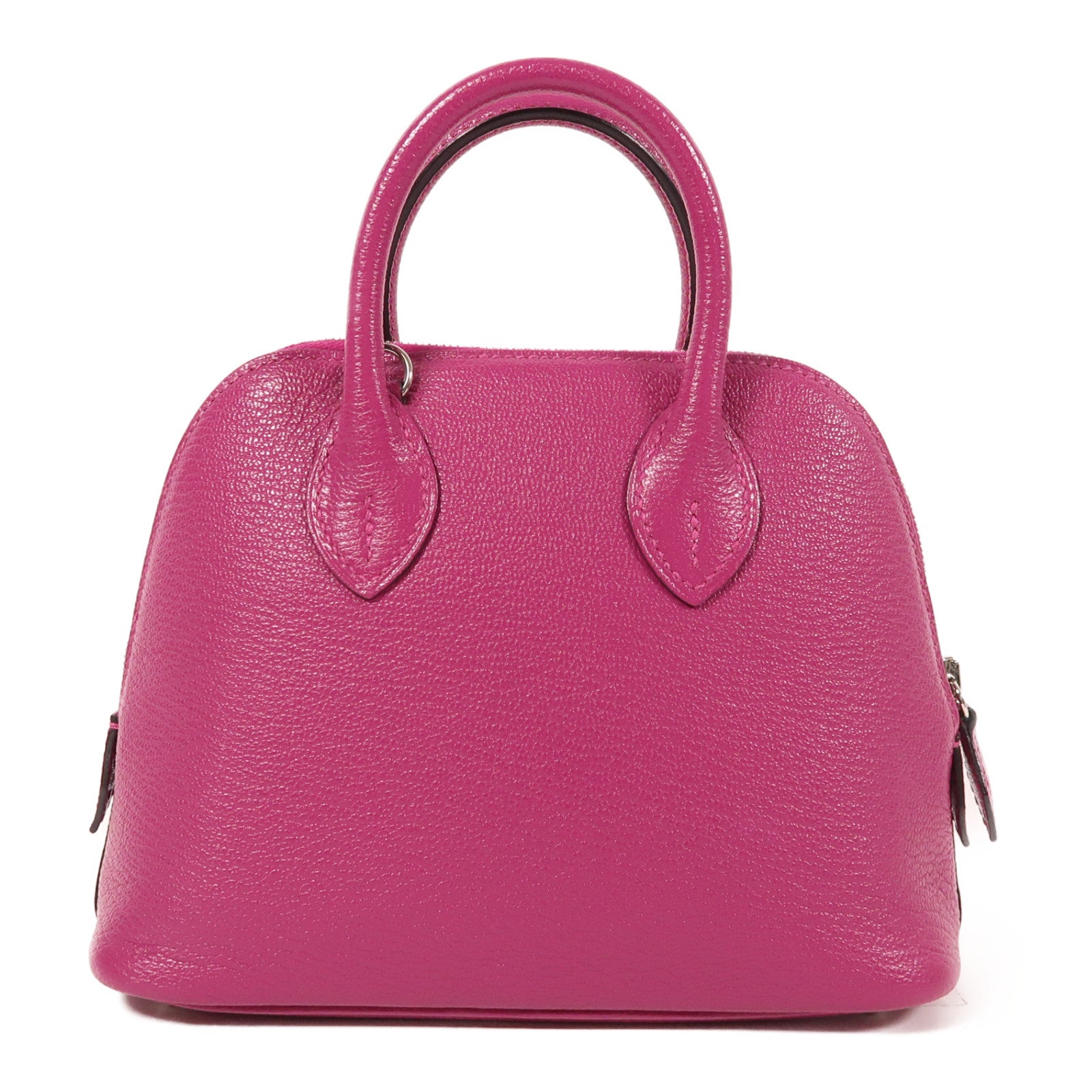 HERMES Chevre皮革Mini Bolide銀扣手挽肩背兩用袋木蘭粉色