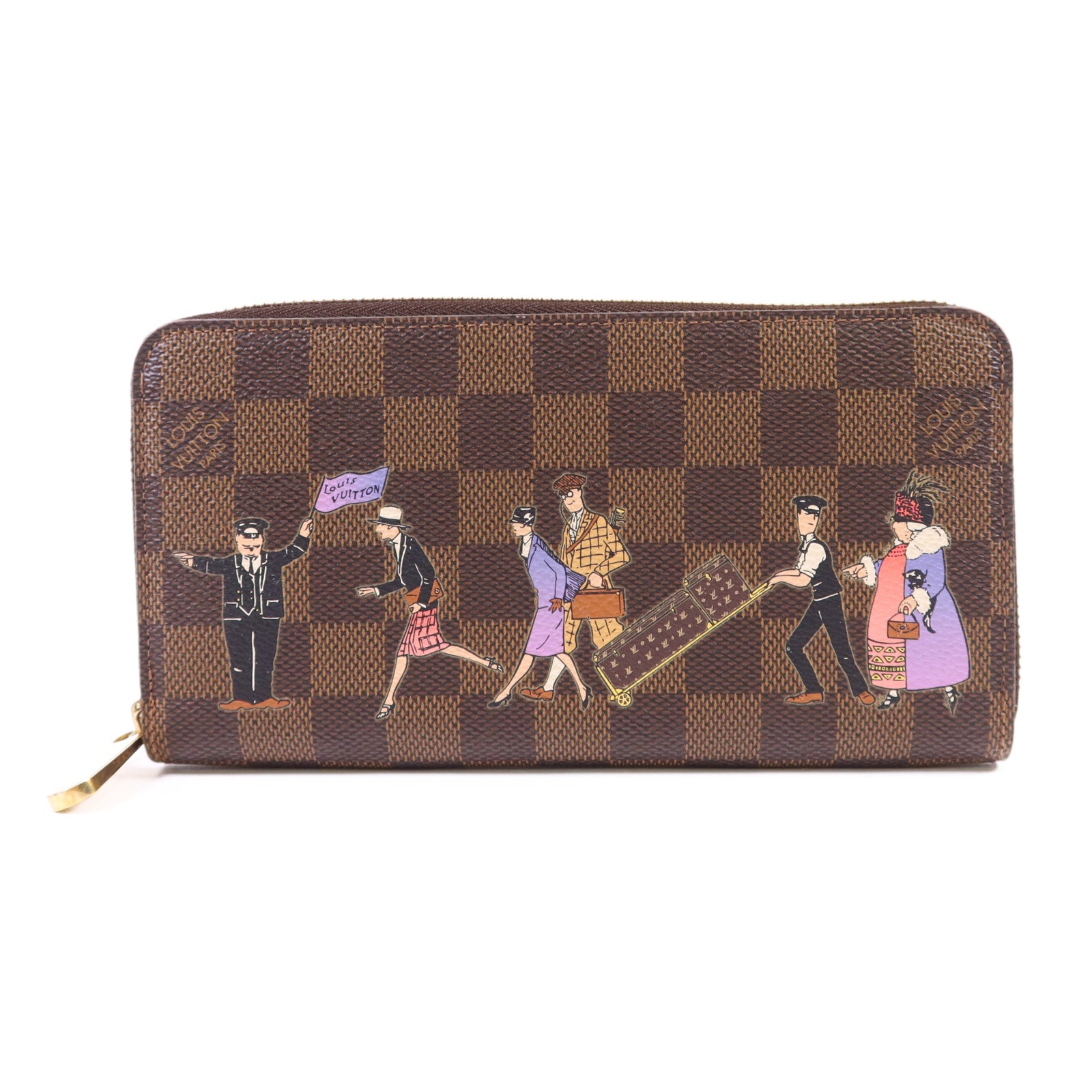 LOUIS VUITTON Damier Ebene Zippy Wallet金扣長錢包