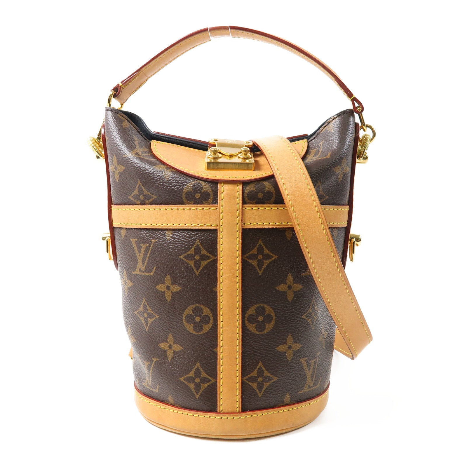 LOUIS VUITTON Monogram Duffle金扣手挽肩背兩用袋棕色