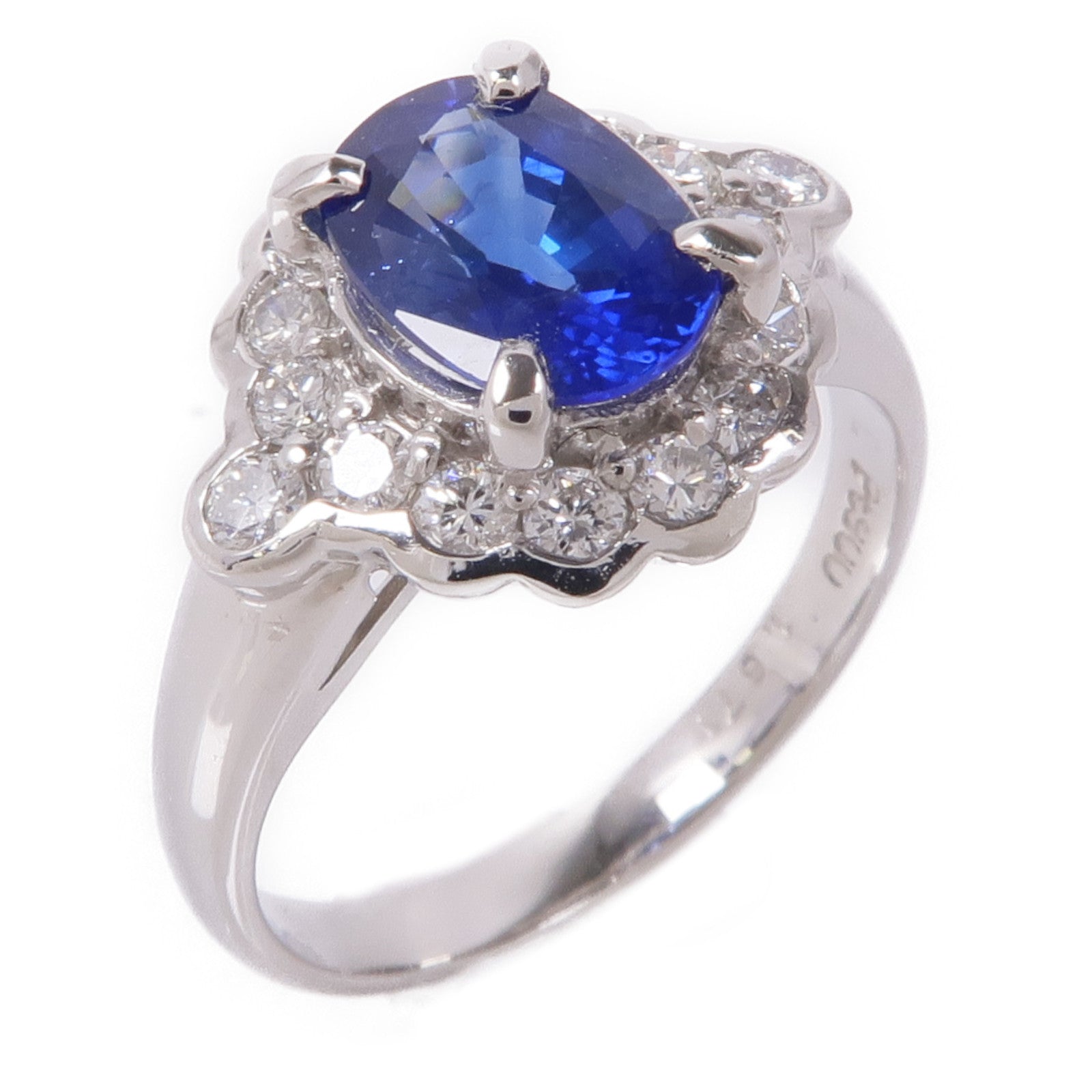 JEWELRY 【激減優惠】PT900鉑金Sapphire/Diamond Ring藍寶石/鑽石戒指US#6