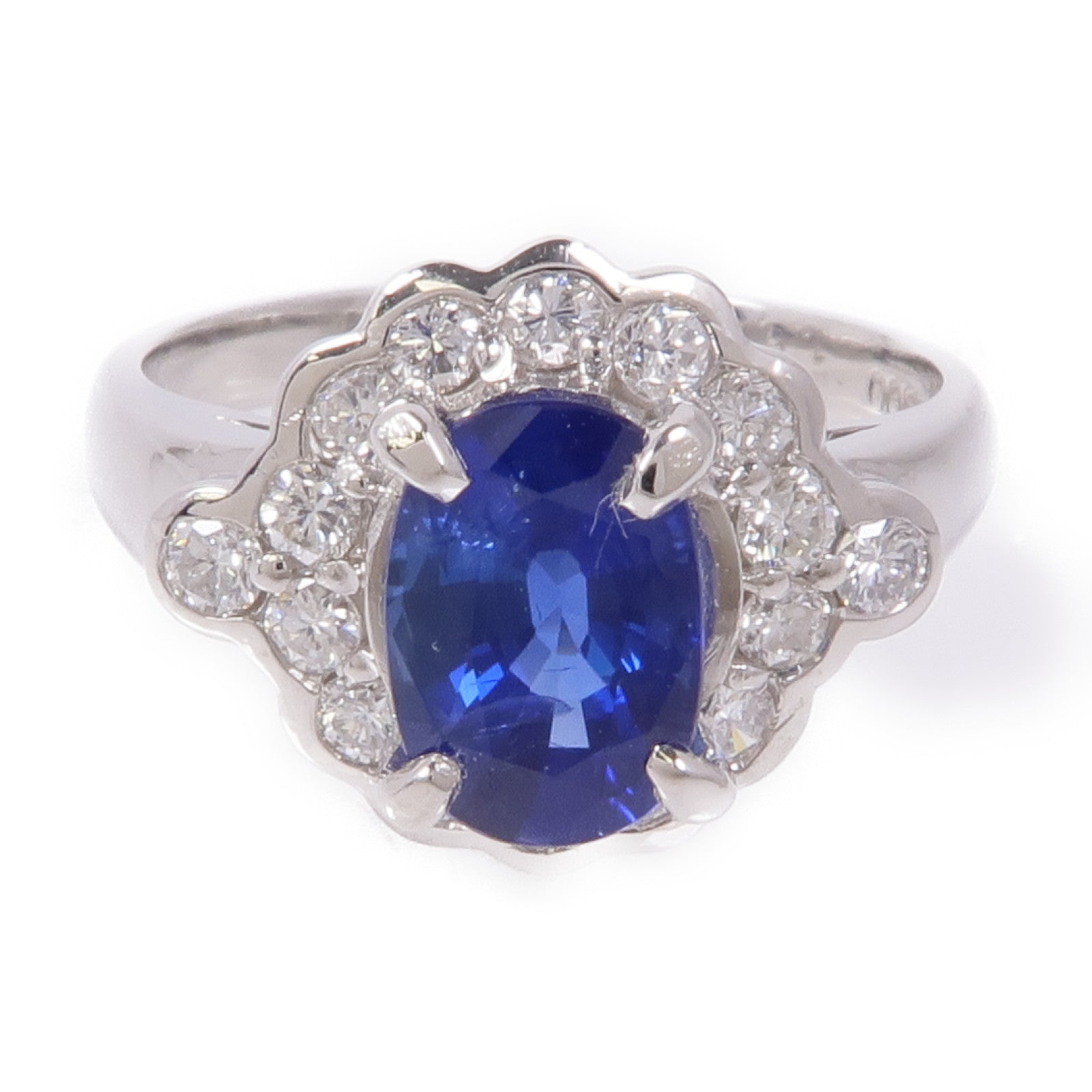 JEWELRY 【激減優惠】PT900鉑金Sapphire/Diamond Ring藍寶石/鑽石戒指US#6