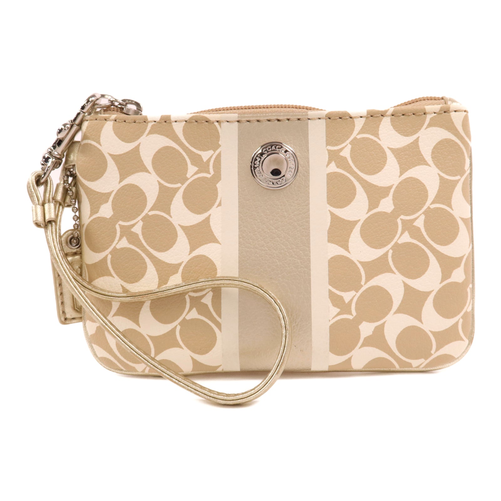 COACH 塗層帆布Pouch銀扣手拿包