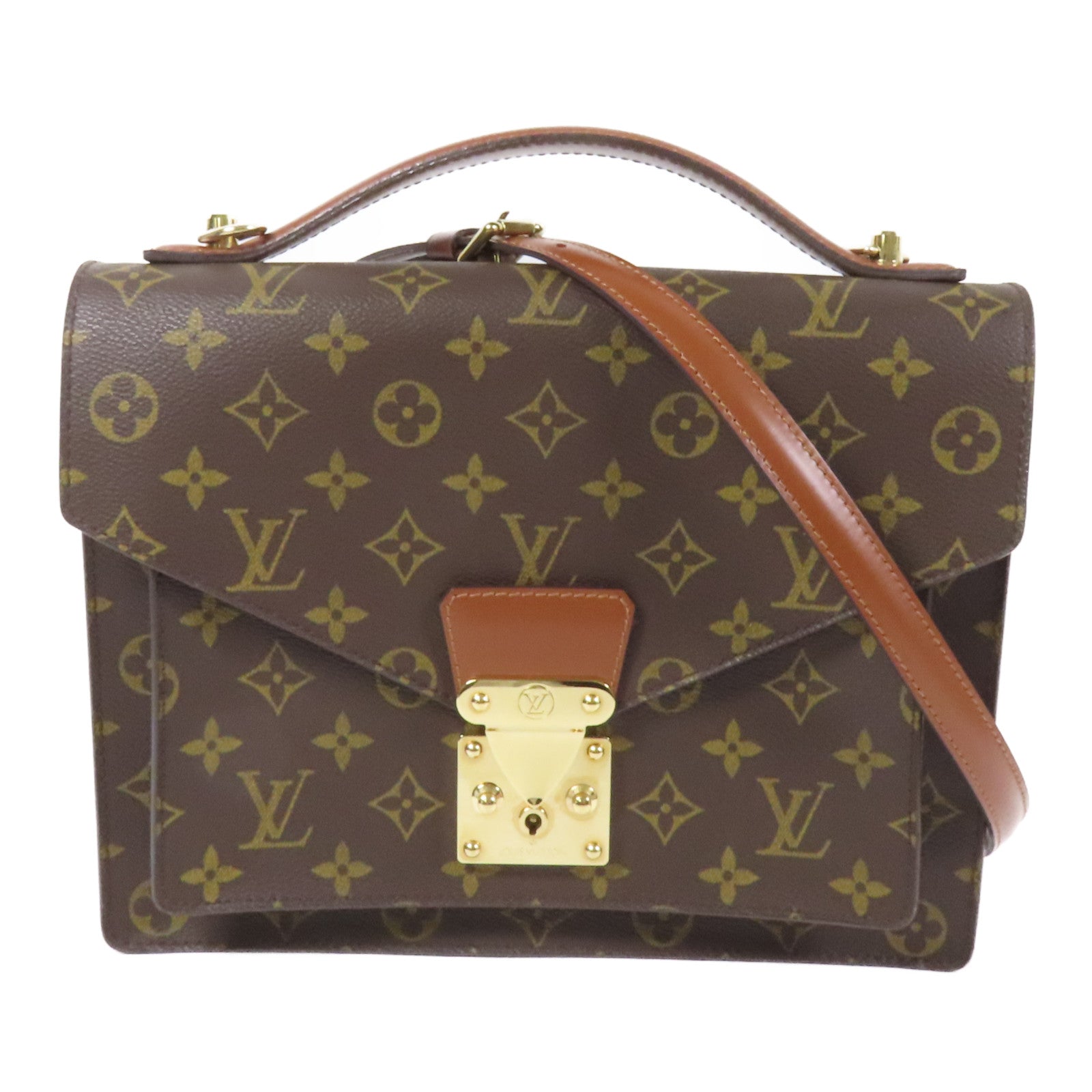 LOUIS VUITTON Monogram Monceau金扣手挽肩背兩用袋