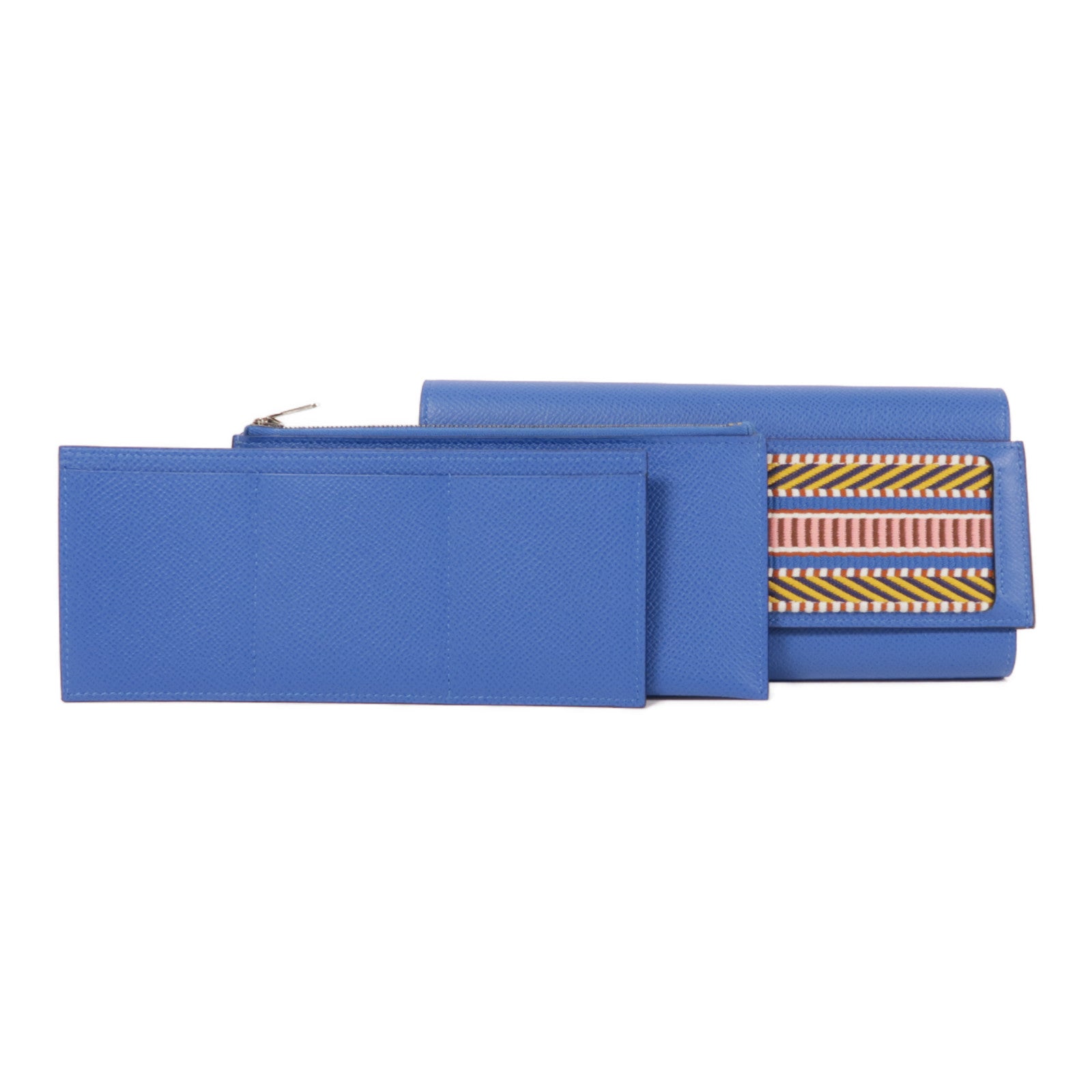 HERMES PHW Passant Long Wallet Epsom Leather Blue